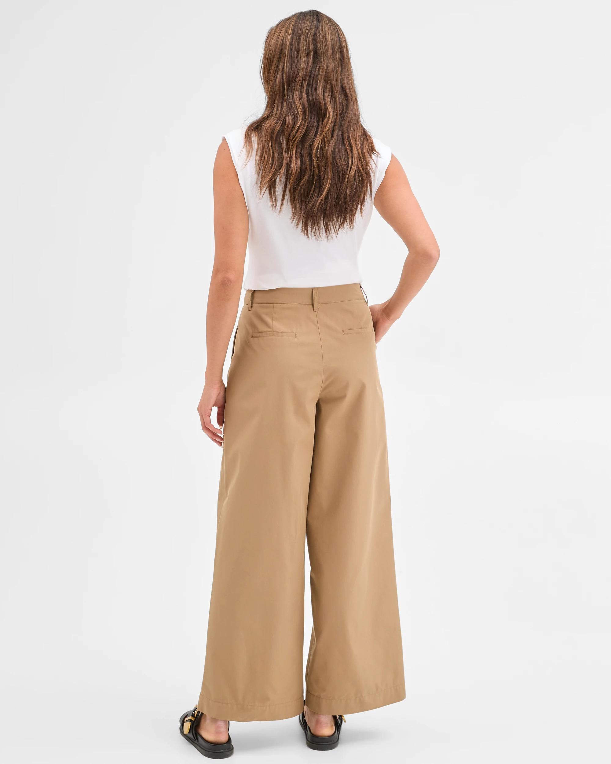 7 Lily Loves Australian Cotton Blend Pleated Wide Leg Pants ASH BROWN, 7 of 7