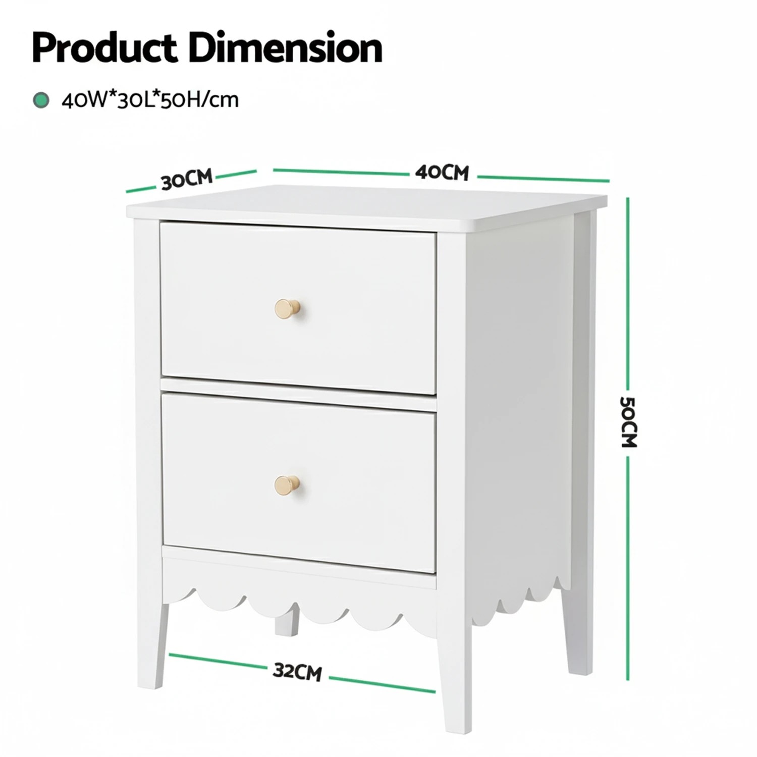 3 Artiss Bedside Table 2 Drawers Bedroom Storage Nightstand - White, 3 of 7