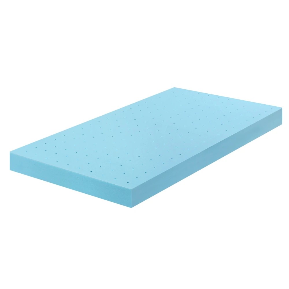 1 Giselle 12cm Memory Foam Mattress Topper Ventilated Cool Gel Bamboo Cover Single - Single Bed - Blue, 1 of 9