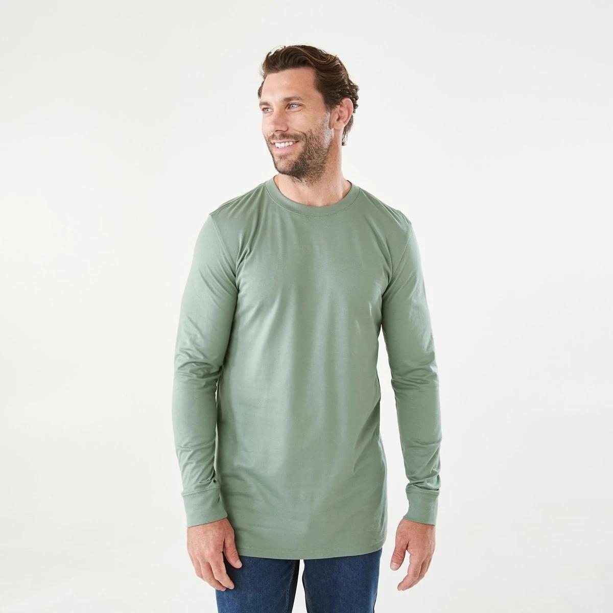 1 Long Sleeve Longline T-shirt Chin Green, 1 of 5