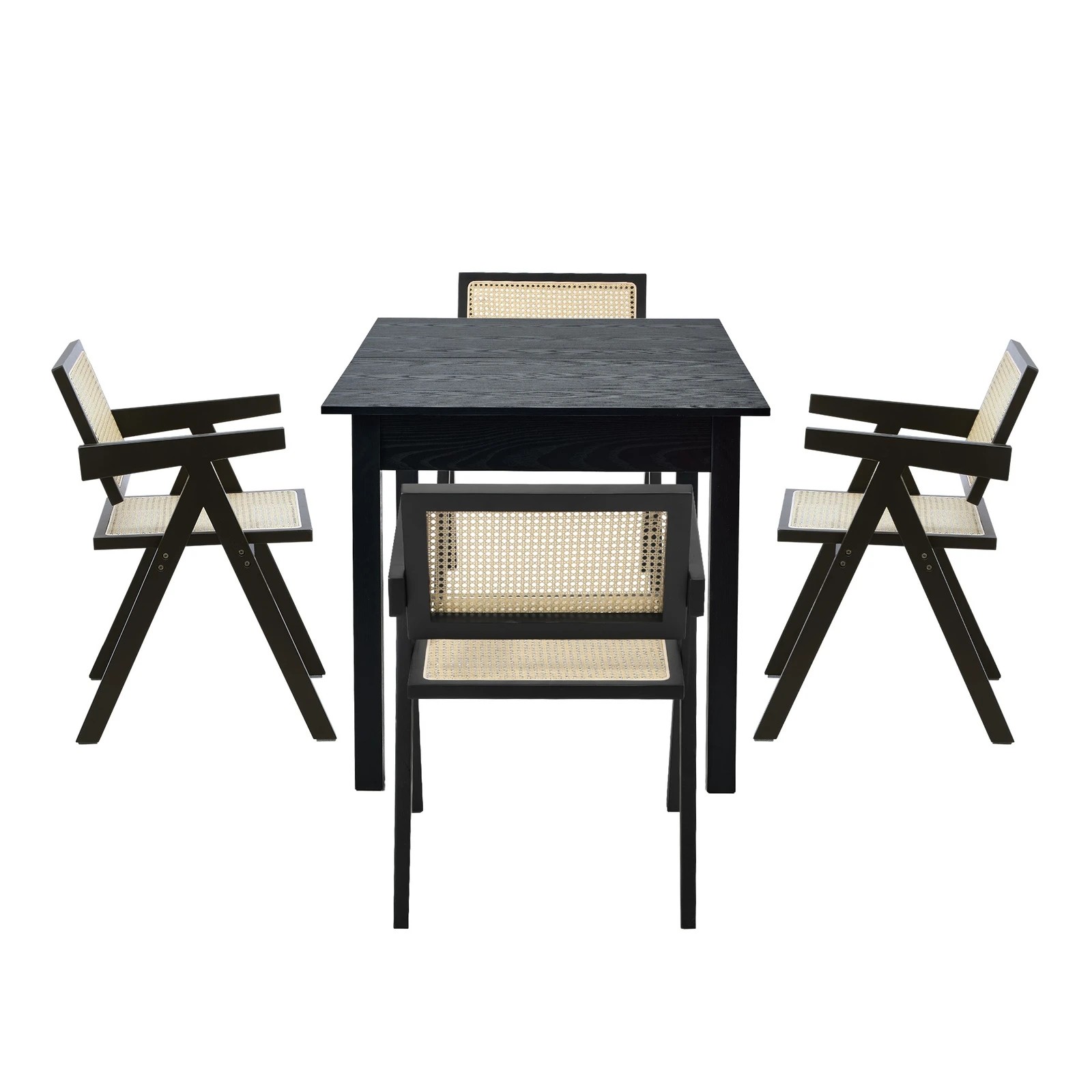 10 Oikiture 5pc Extenable Dining Table and Chairs Wooden Dining Set Ratten - Black, 10 of 10