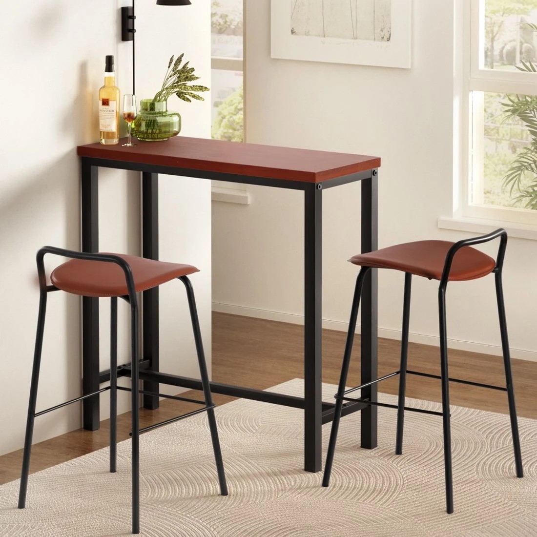 3 Artiss Bar Table and Stools Set Dining Desk Kitchen Chairs Cafe Pub - Multi, 3 of 8