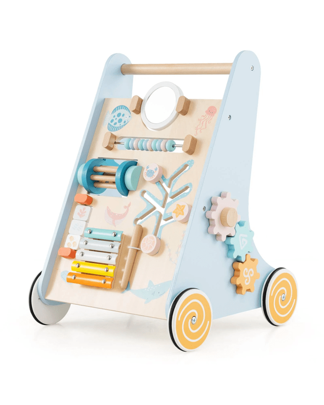 Costway 8-in-1 Wooden Walker First Steps Push & Pull Toy - 