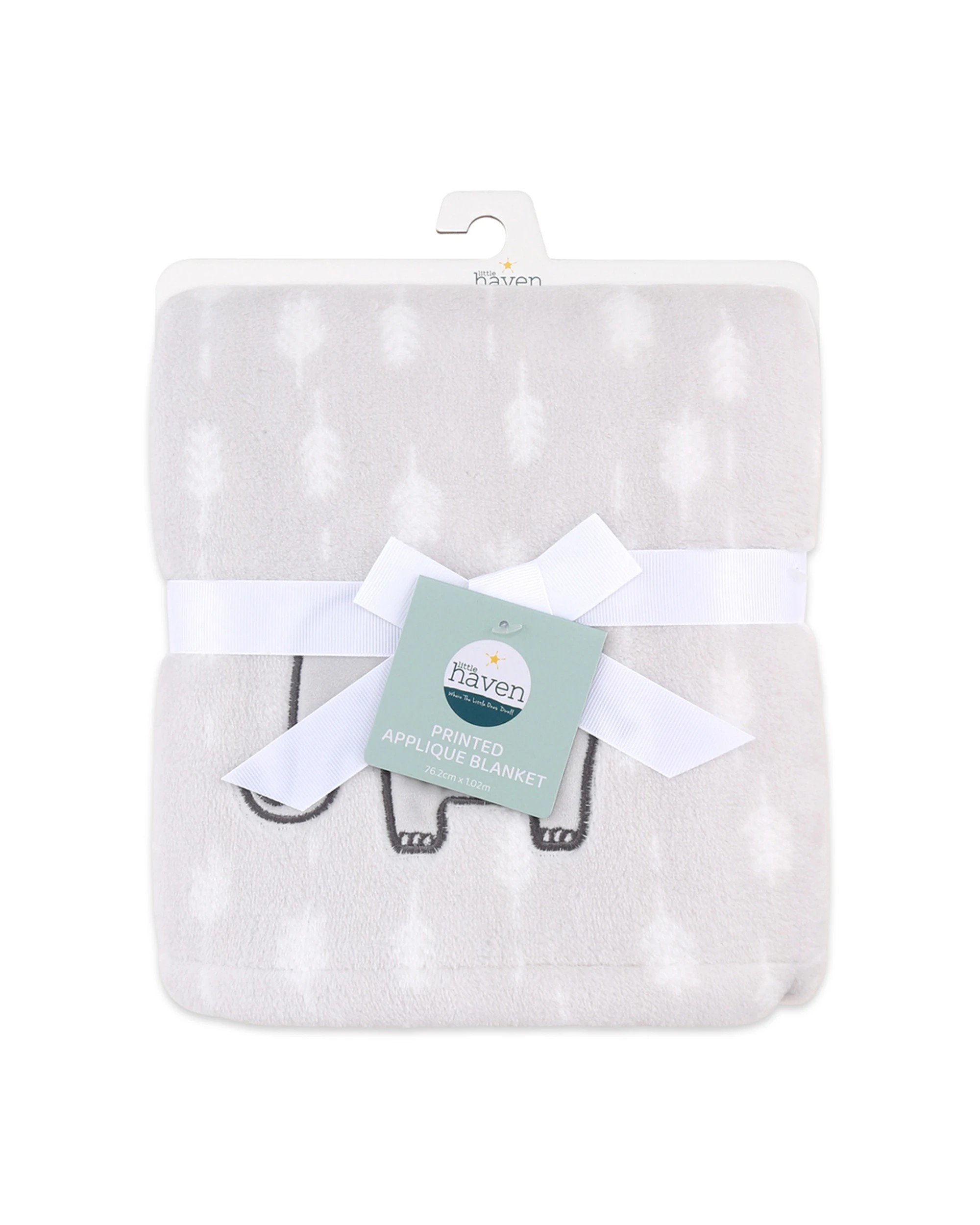 1 Little Haven Applique Elephant Baby Blanket Soft Fleece Pram Travel Nursery - Multi, 1 of 3