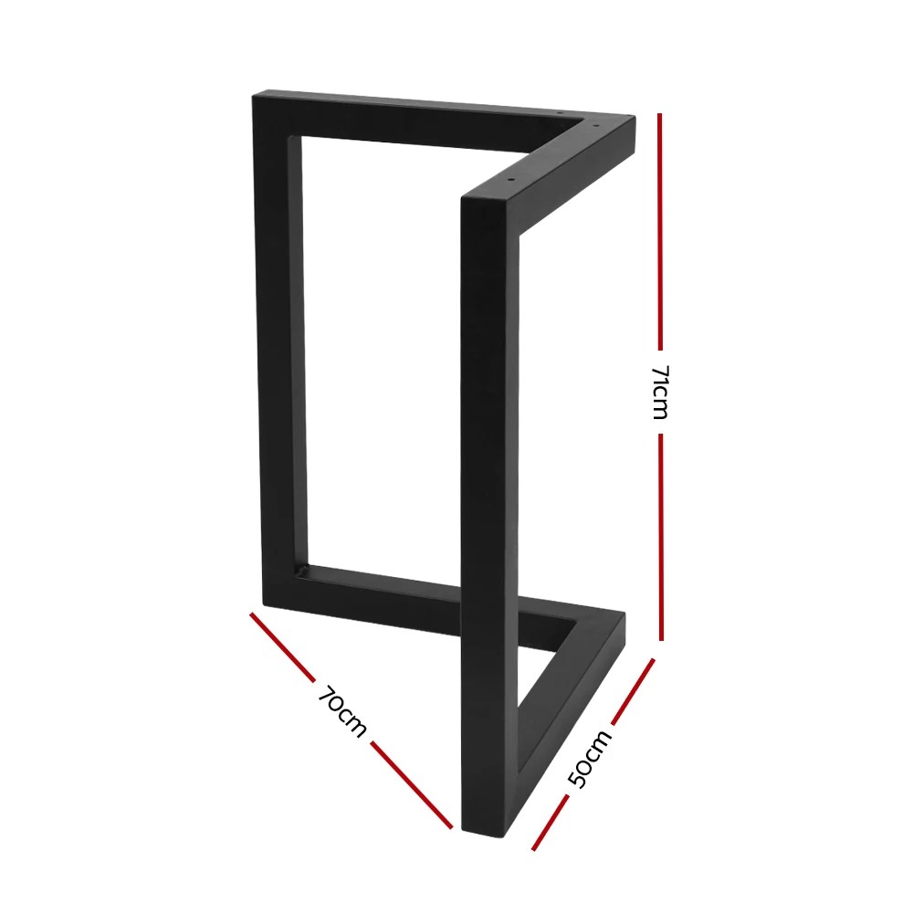 2 Artiss Metal Table Legs DIY 50X70CM Set of 2 - Black, 2 of 6