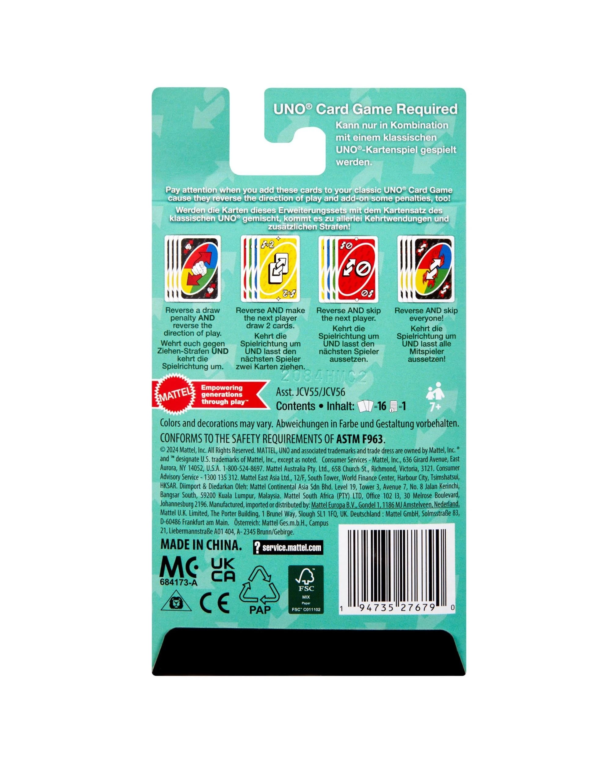 6 Mattel Games UNO Add-On Packs Reverse Pack Card Game, 6 of 6