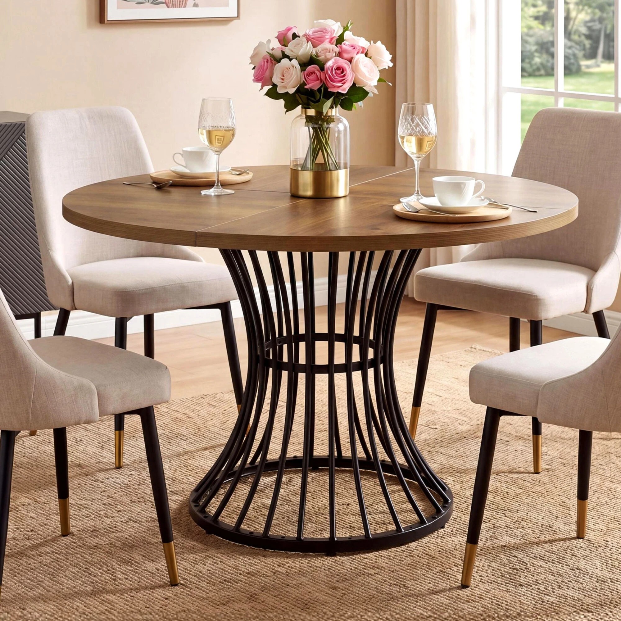 7 Levede Dining Table 120cm Round Dining Table 30mm MDF Retro, 7 of 8