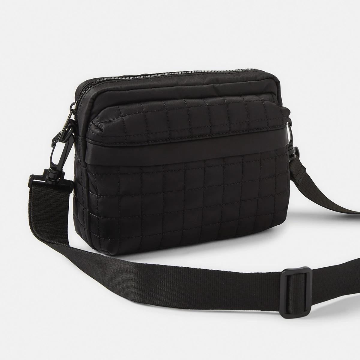 3 Quilted Crossbody Bag Black, 3 of 6