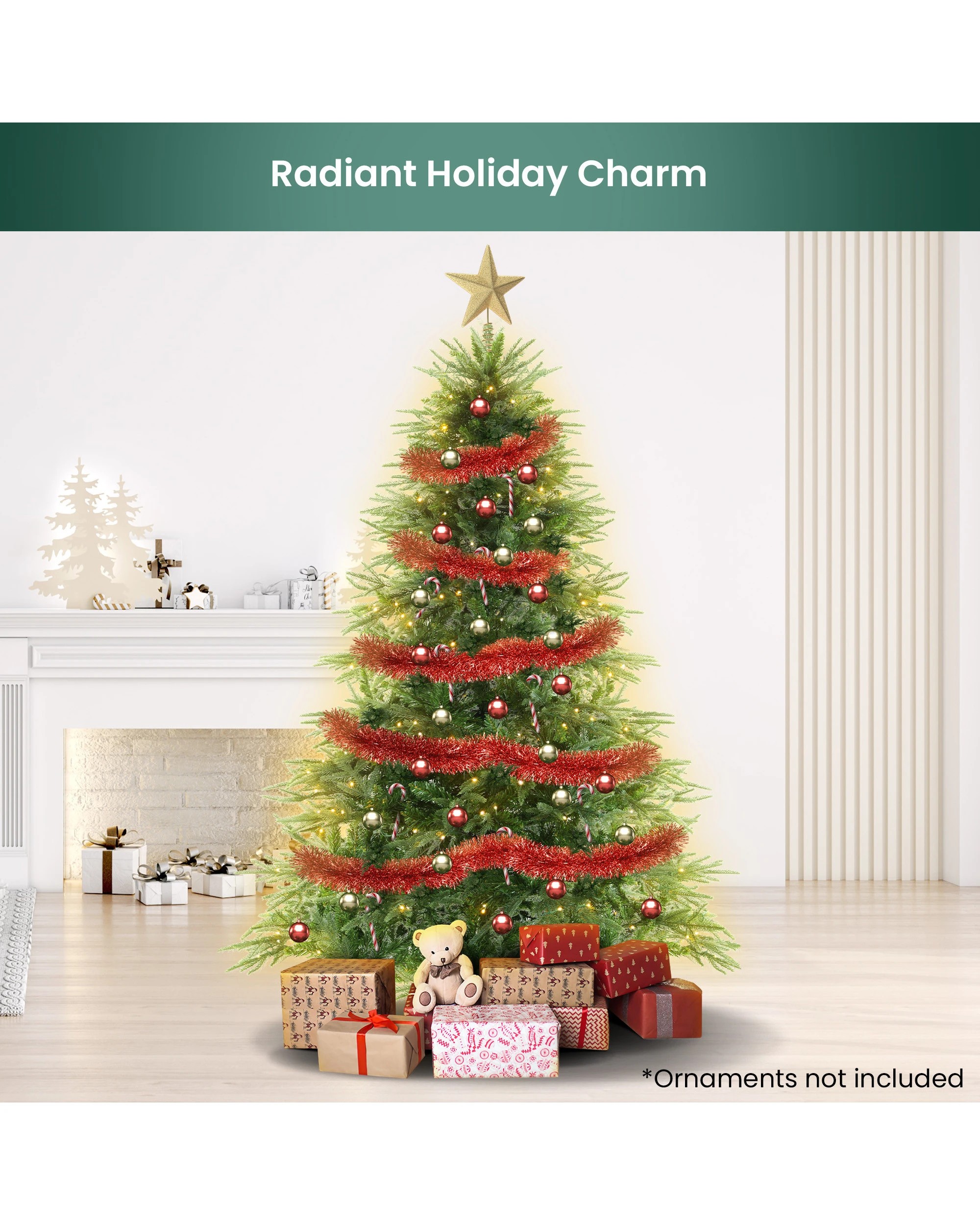 6 Christabelle 1.8m Prelit Everglow Fir Christmas Tree with 300 LED Lights - Green, 6 of 9
