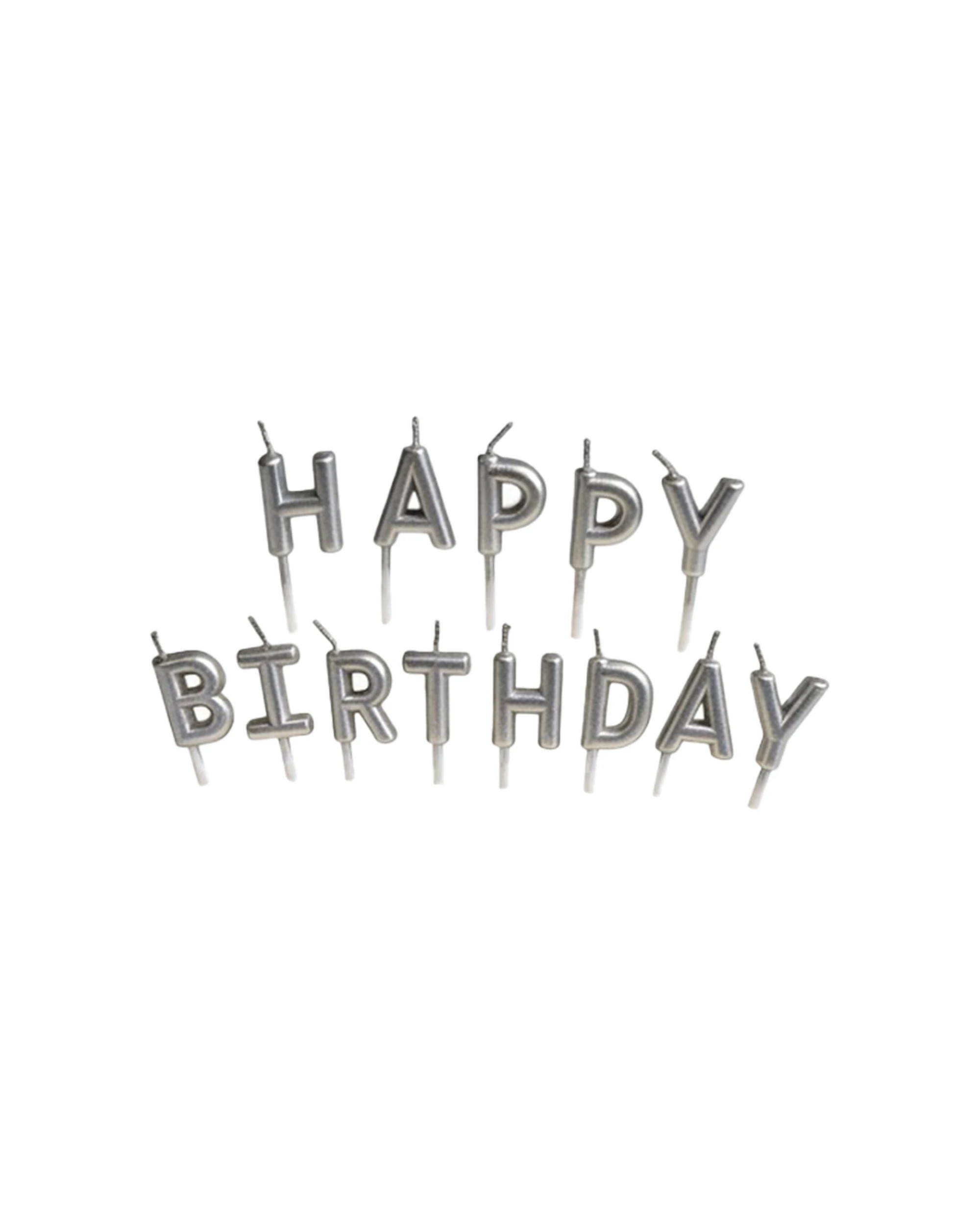 1 Party Maker 12pc Happy Birthday Candles Supplies Celebration Decoration Set - Silver, 1 of 2