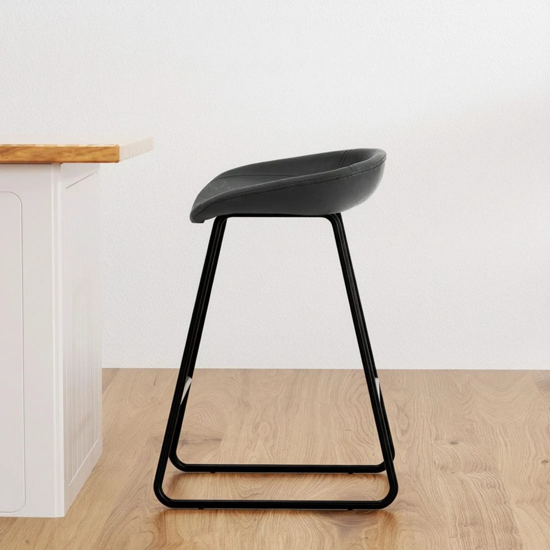 4 Artiss 2x Bar Stools Kitchen Dining Chairs Counter Stool PU Leather Metal - Black, 4 of 6