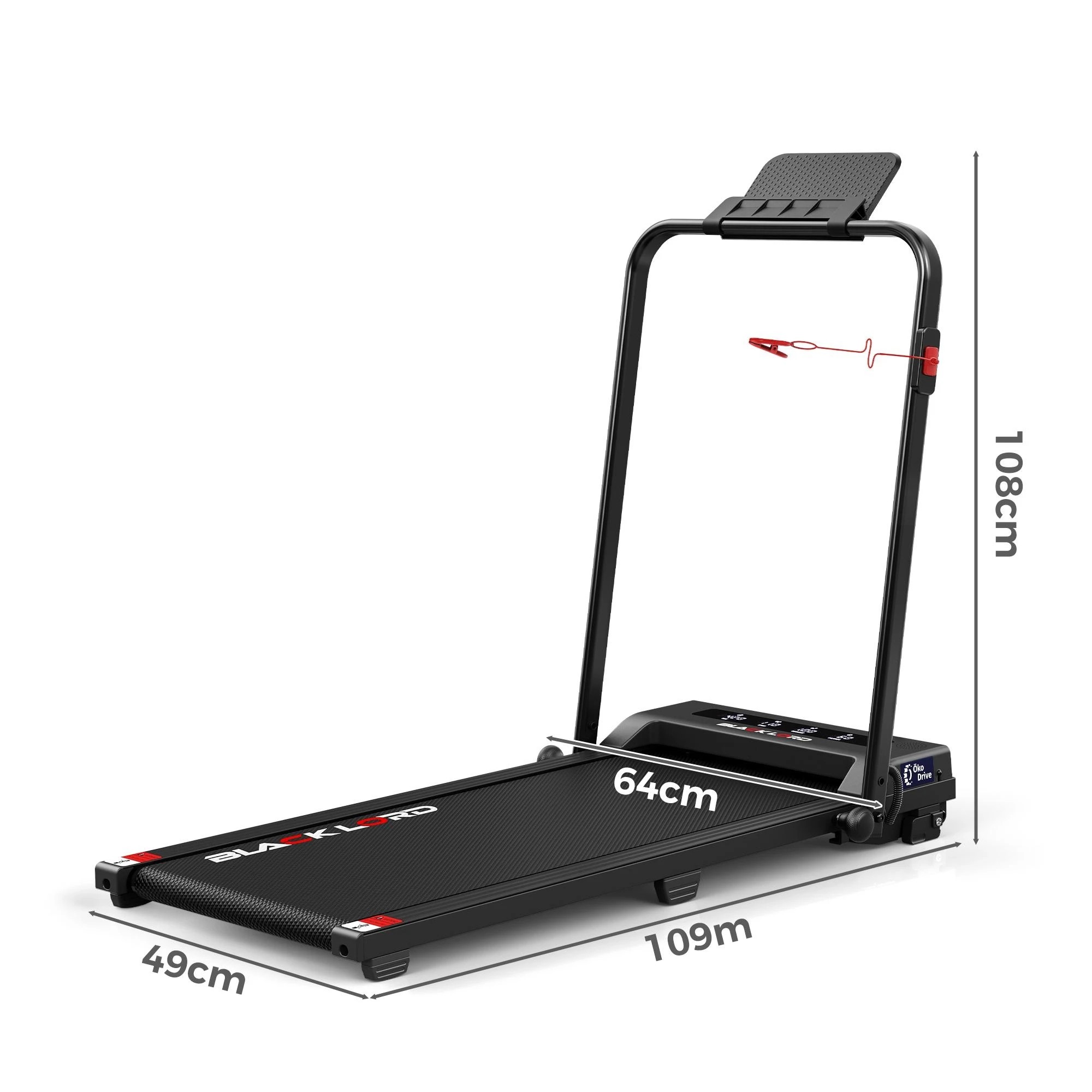 2 Black Lord Treadmill Electric Walking Pad Foldable Under Desk Home Gym - Black, 2 of 10