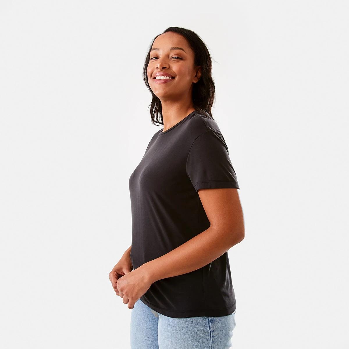 2 Short Sleeve Drape T-shirt Black, 2 of 6