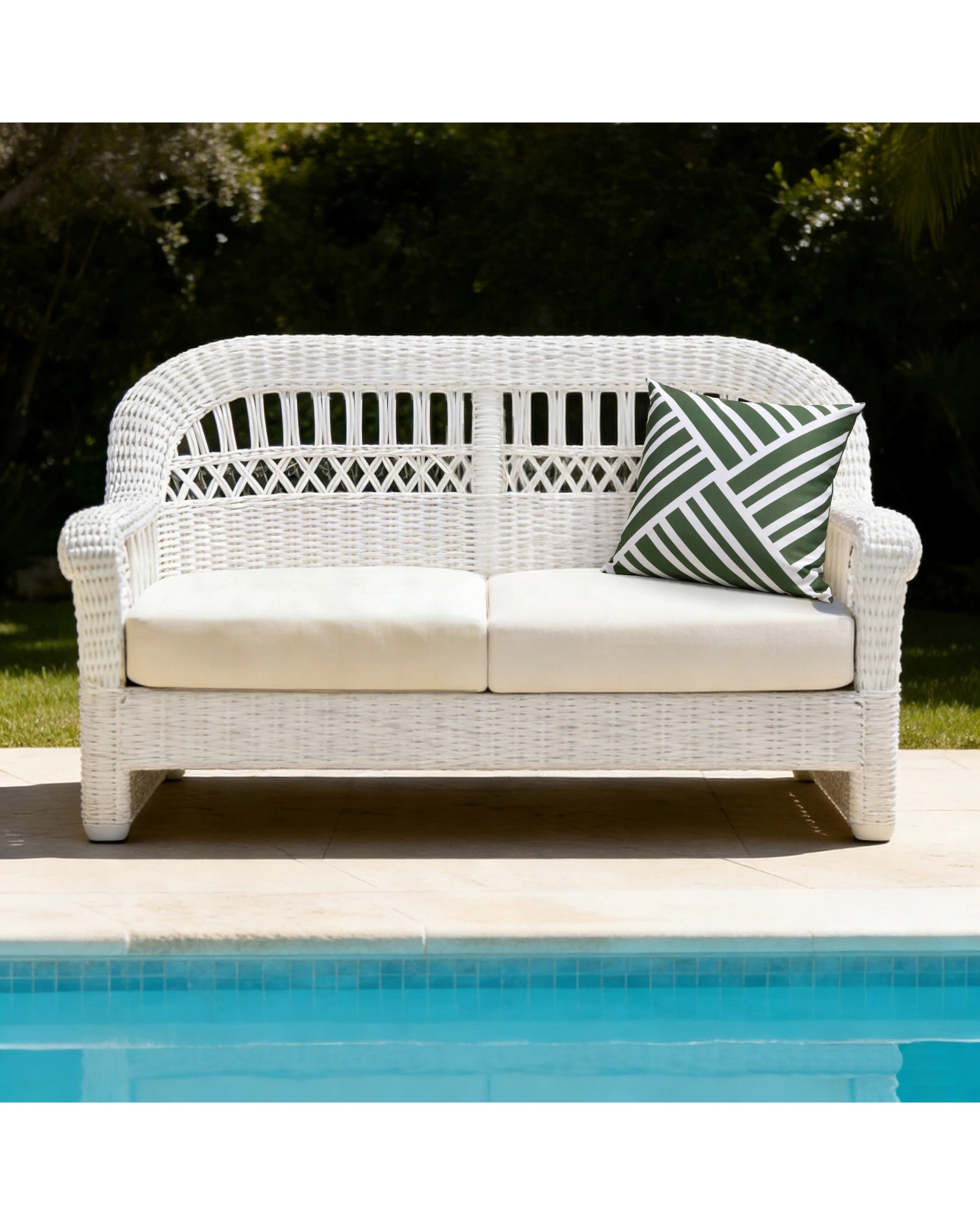 7 Vibes Sol Stripes Printed Outdoor Cushion 50x50cm - Olive, 7 of 8