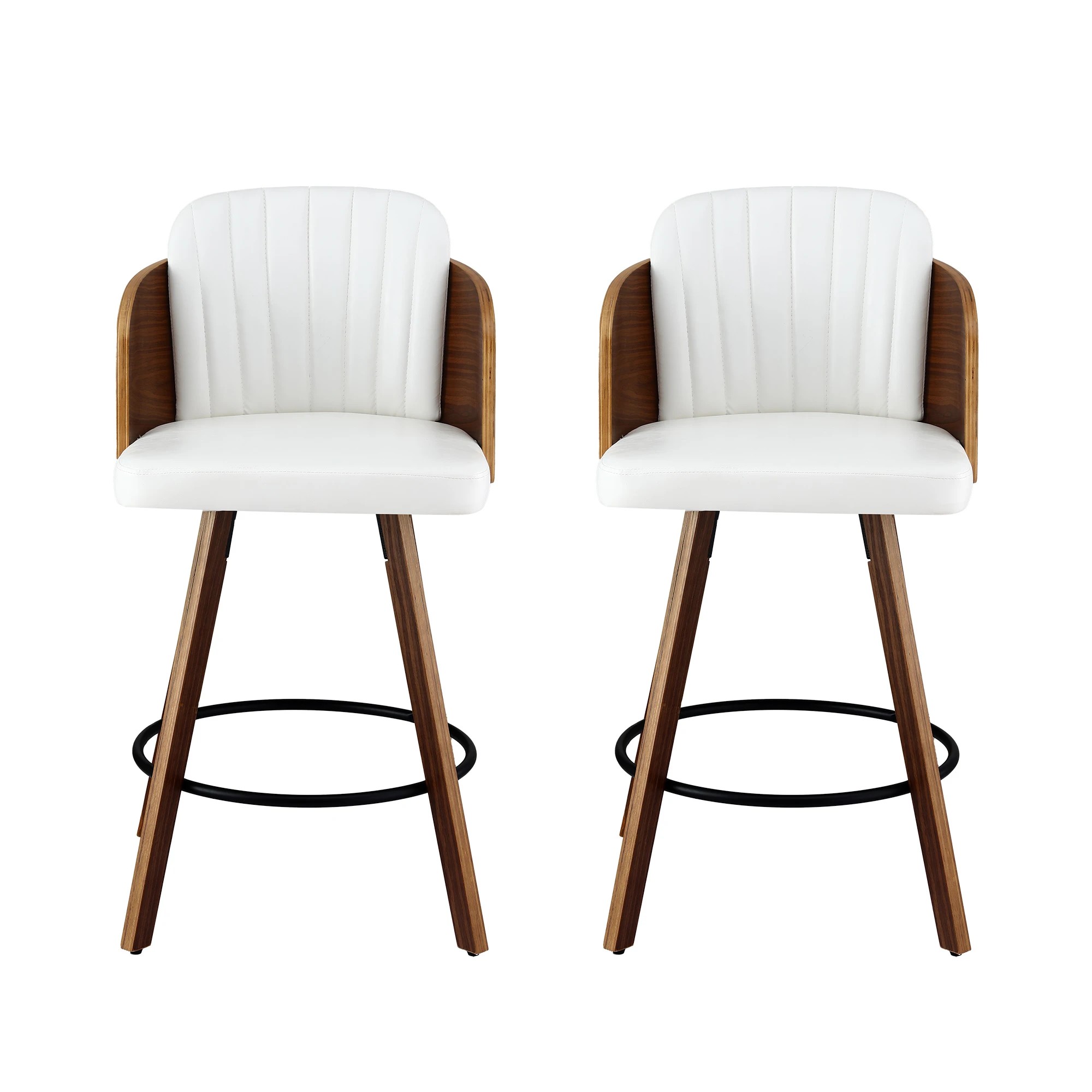 3 Artiss en Bar Stools Swivel Kitchen Counter Stool Chair 58cm Seat Height - White, 3 of 3