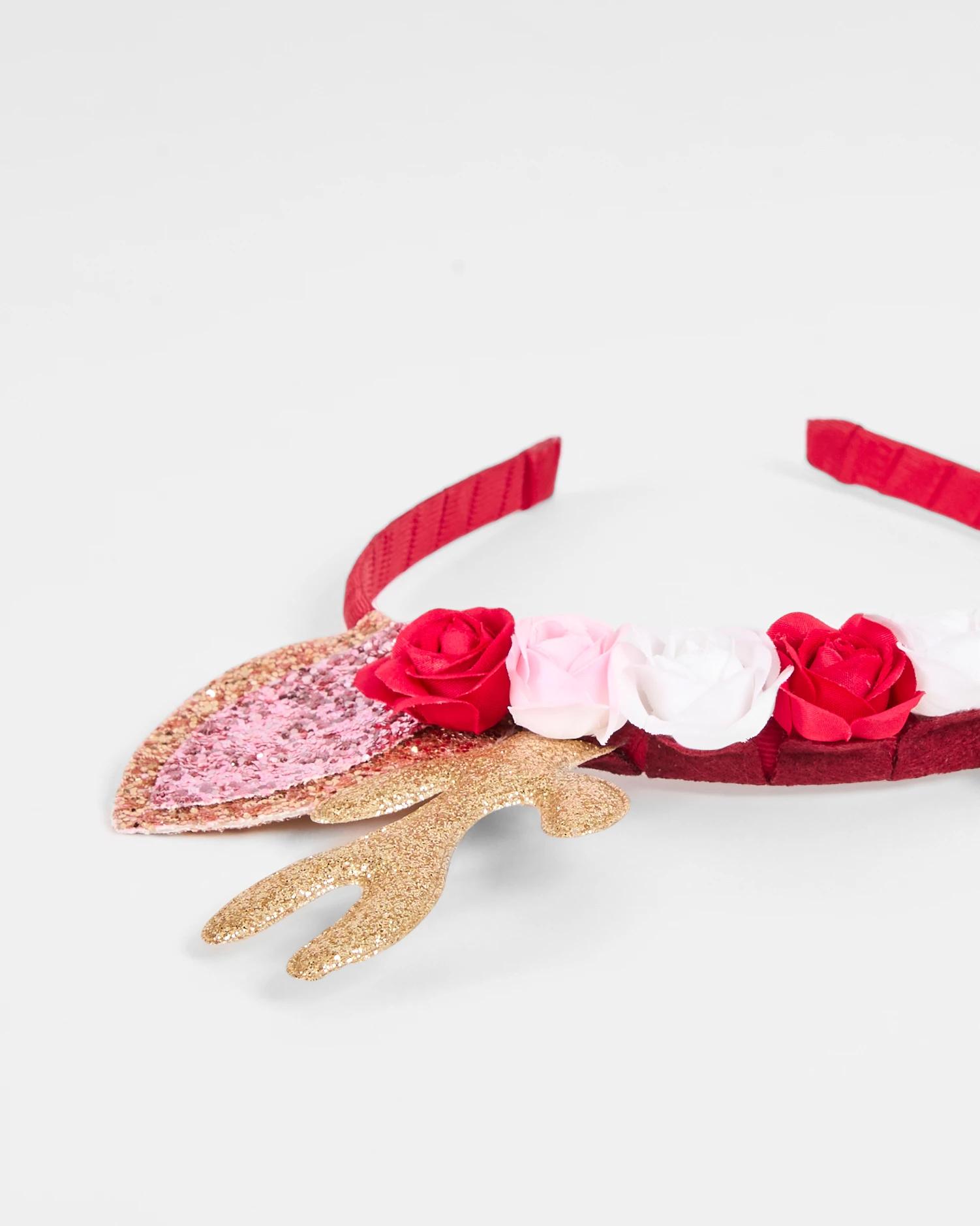 3 Target Kids Christmas Floral Antler Headband RED, 3 of 3