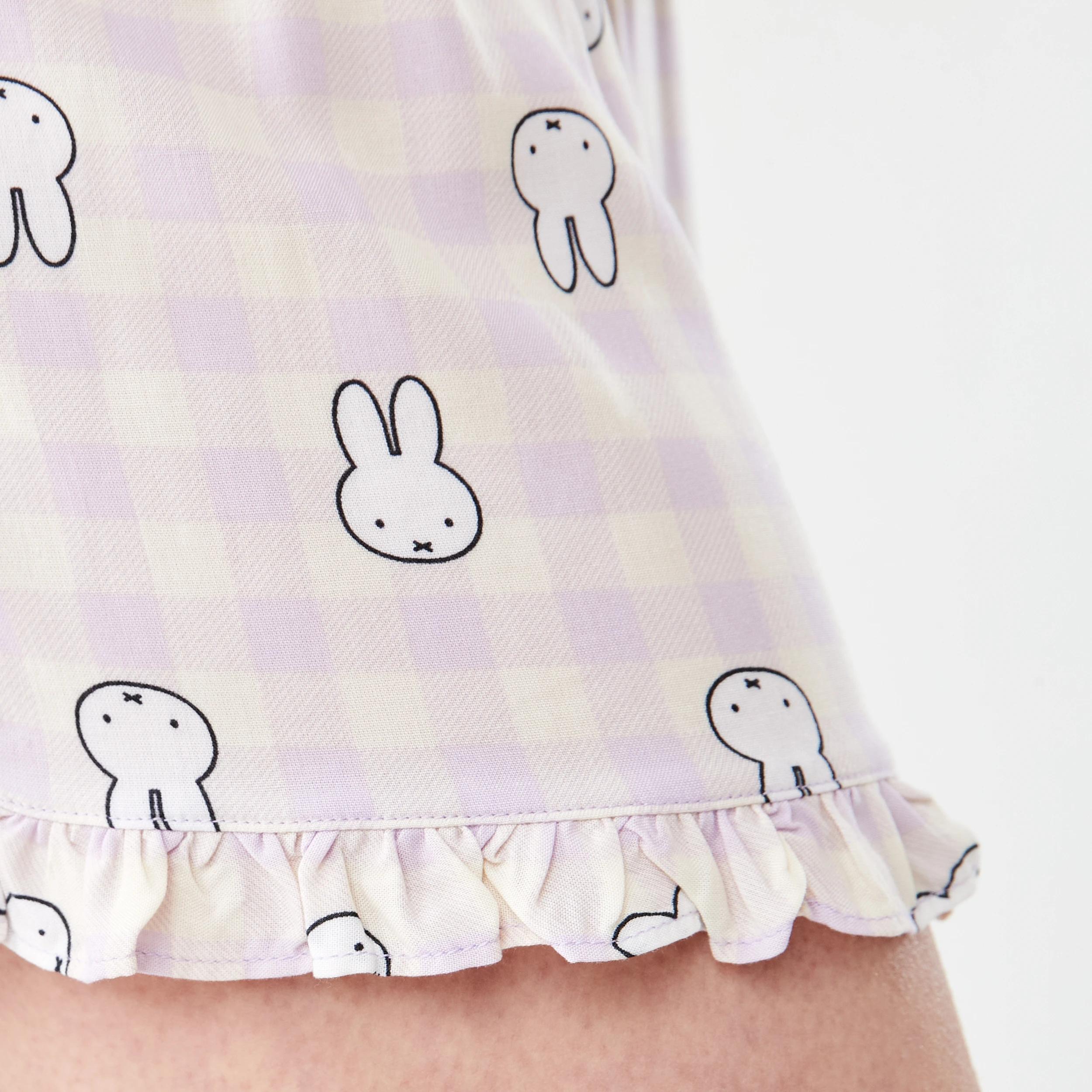7 Miffy License Frill Woven Boxy Pyjama Set MIFFY AOP LAVENDER FOG, 7 of 8