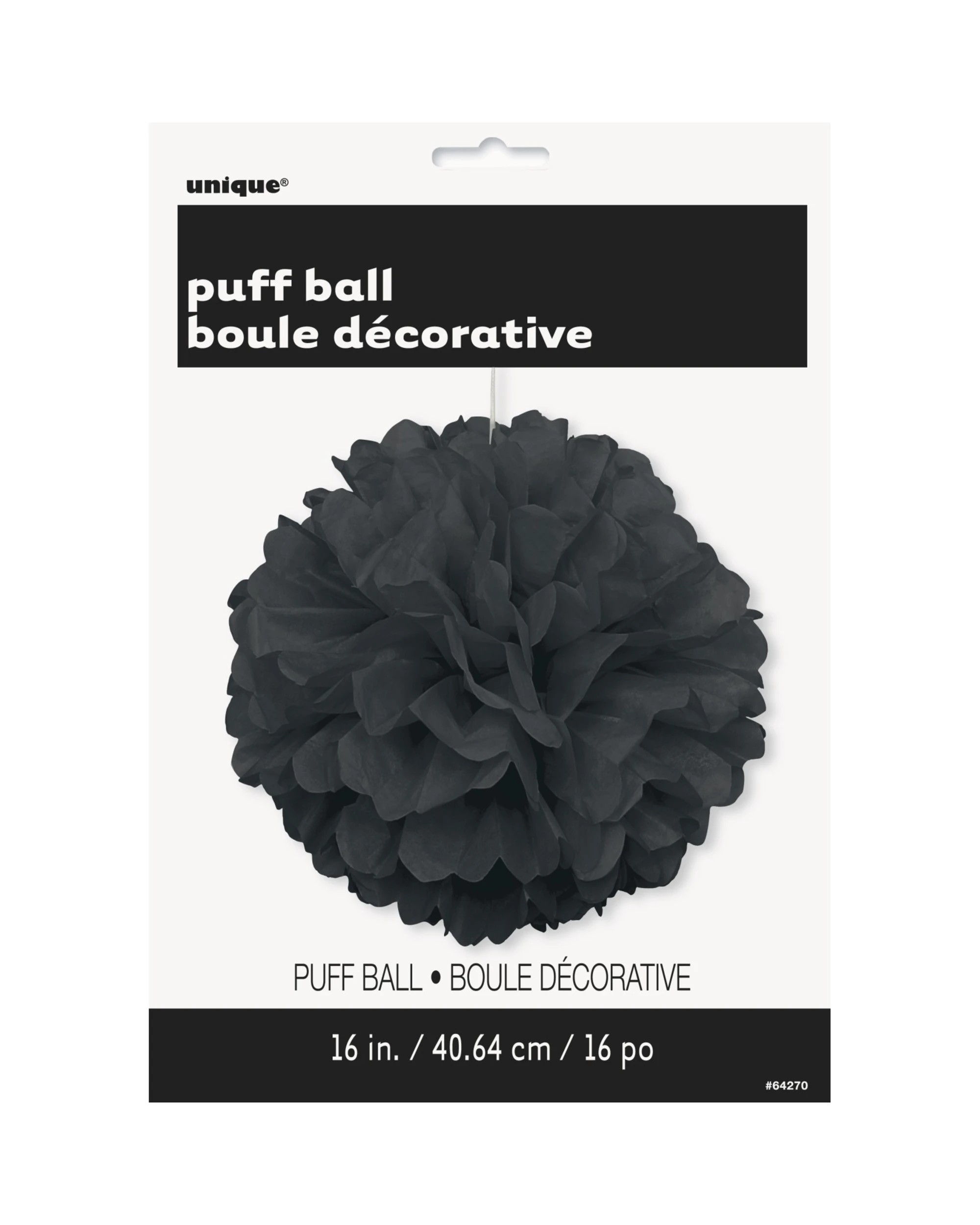 2 Unique 40cm Tissue Paper Puff Ball - Black, 2 of 2