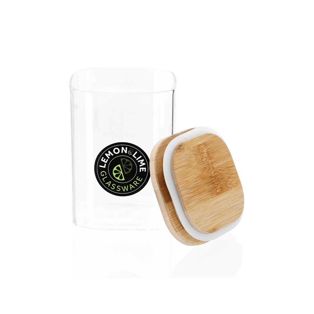 3 Lemon & Lime Camden Square Glass Jar 550ml Bamboo Lid Kitchen Storage Container
 - Natural, 3 of 5