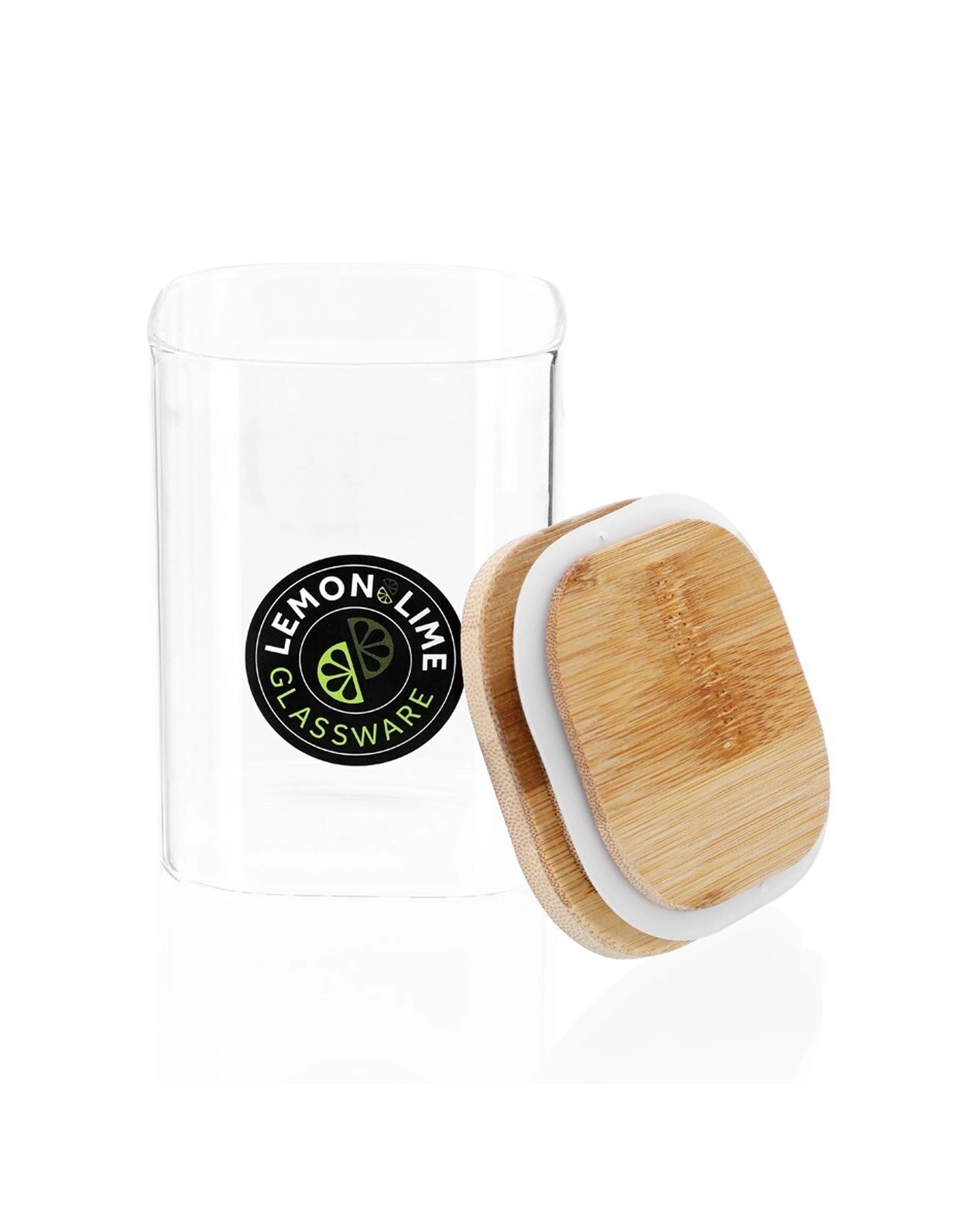 3 Lemon & Lime Camden Square Glass Jar 550ml Bamboo Lid Kitchen Storage Container
 - Natural, 3 of 5