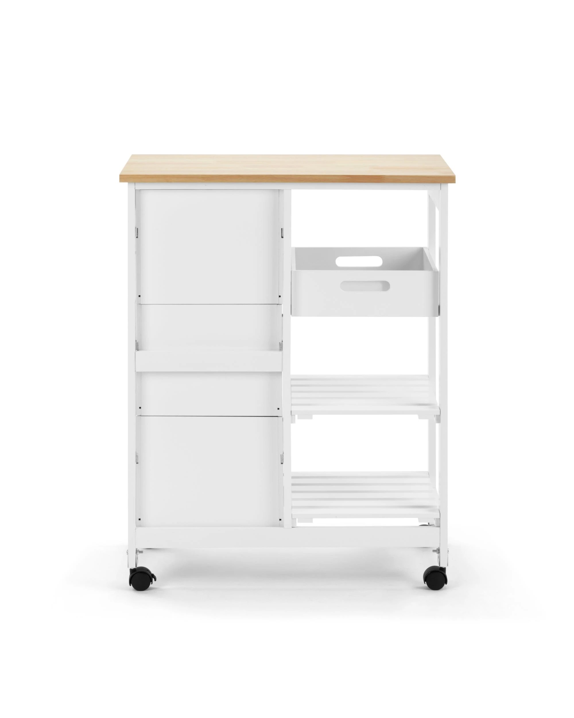 4 Kodu Mobile Kitchen Trolley Drinks Caddy 3 Drawers 2 Shelves White and Oak, 4 of 8