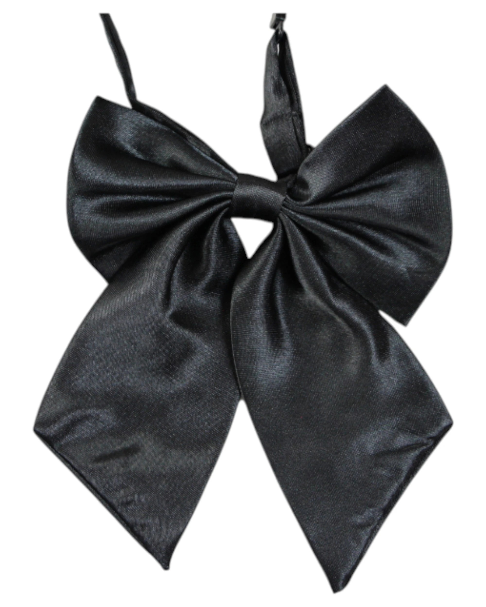 1 Zasel Womens Plain Shirt Collar Bow Tie - Black, 1 of 3