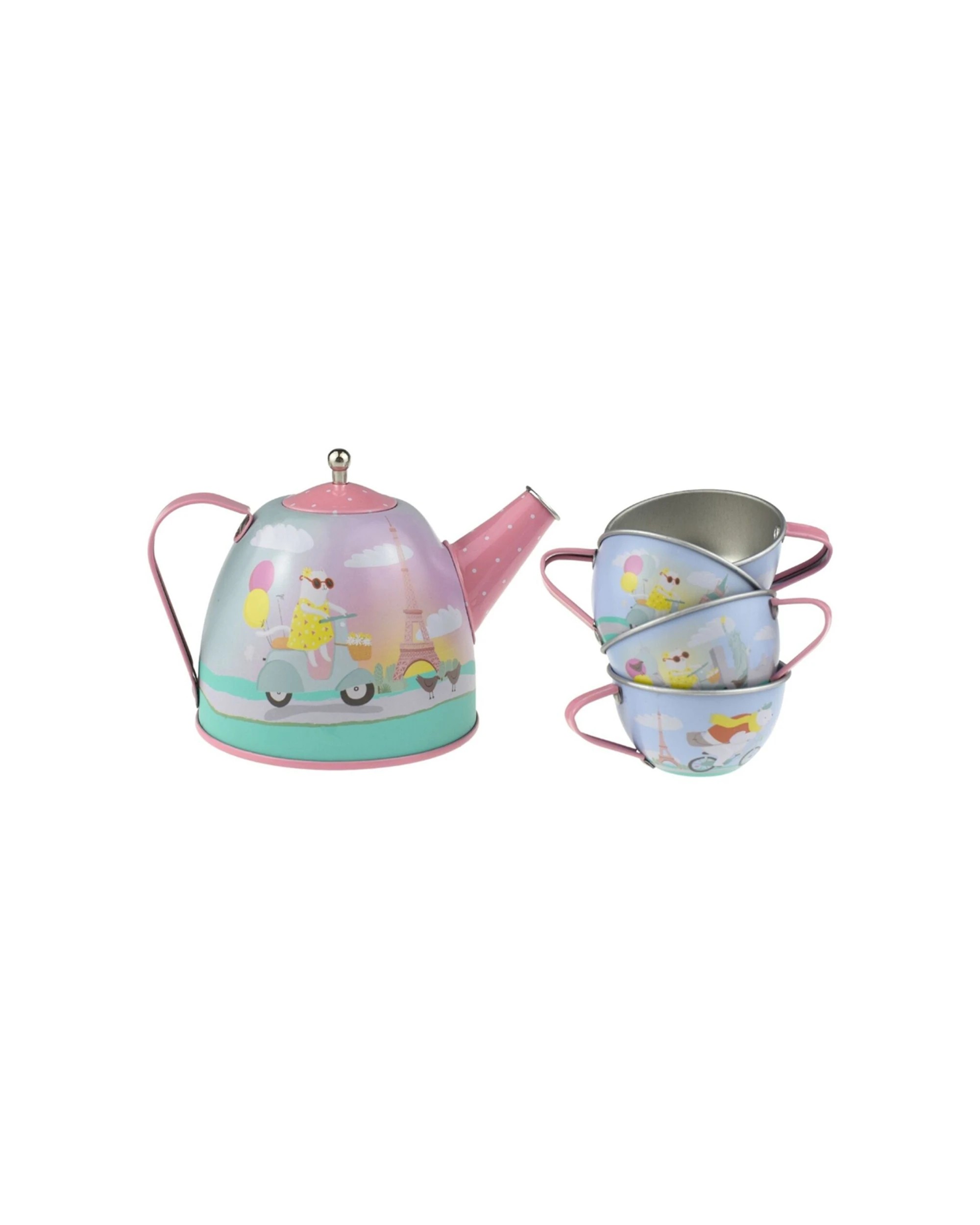 5 Kaper Kidz 15pc Animal Tourists Tin Tea Set Kids Pretend Play Toy - Multi, 5 of 8