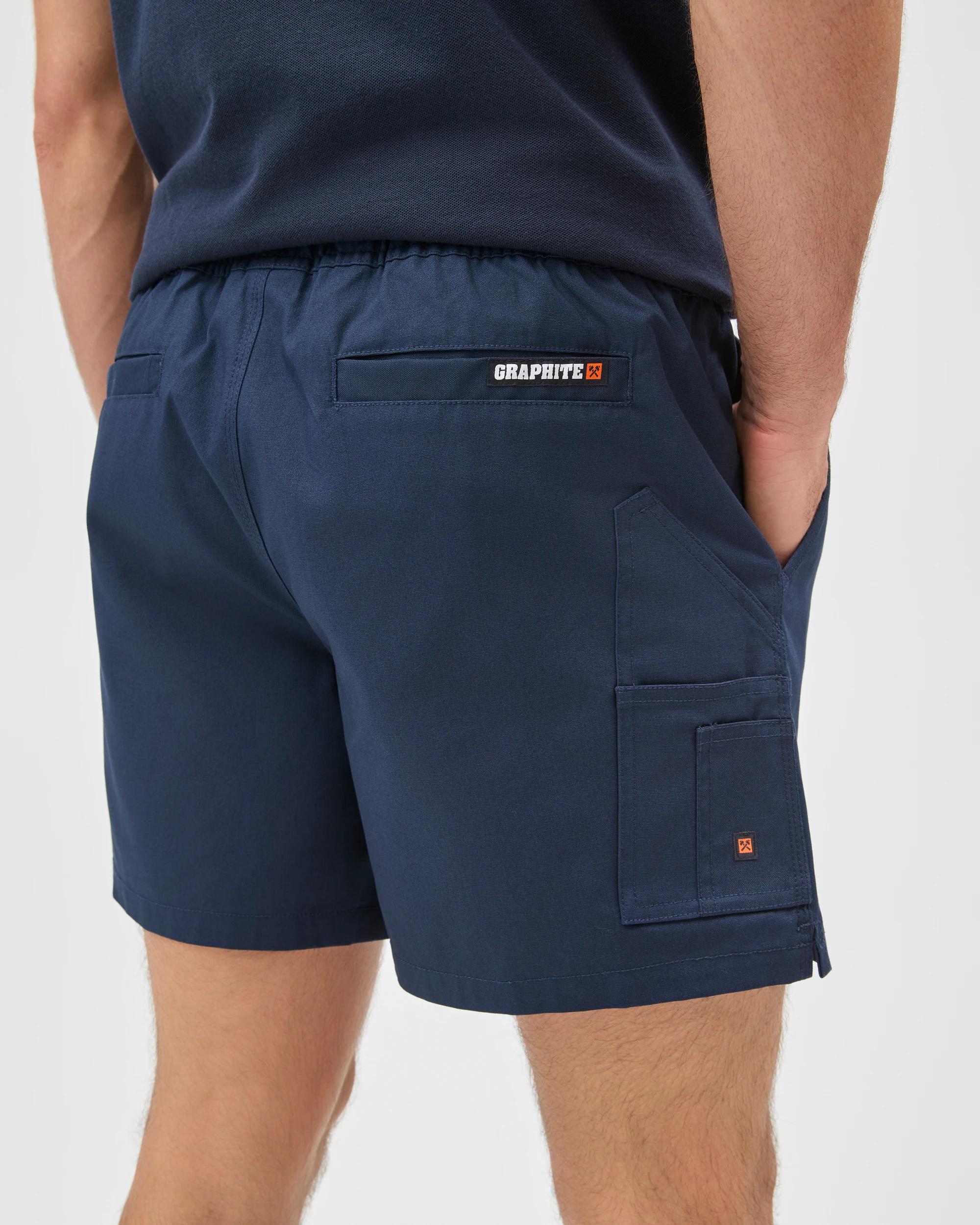 7 Graphite Performance Elastic Waist Work Shorts NAVY BLUE, 7 of 8
