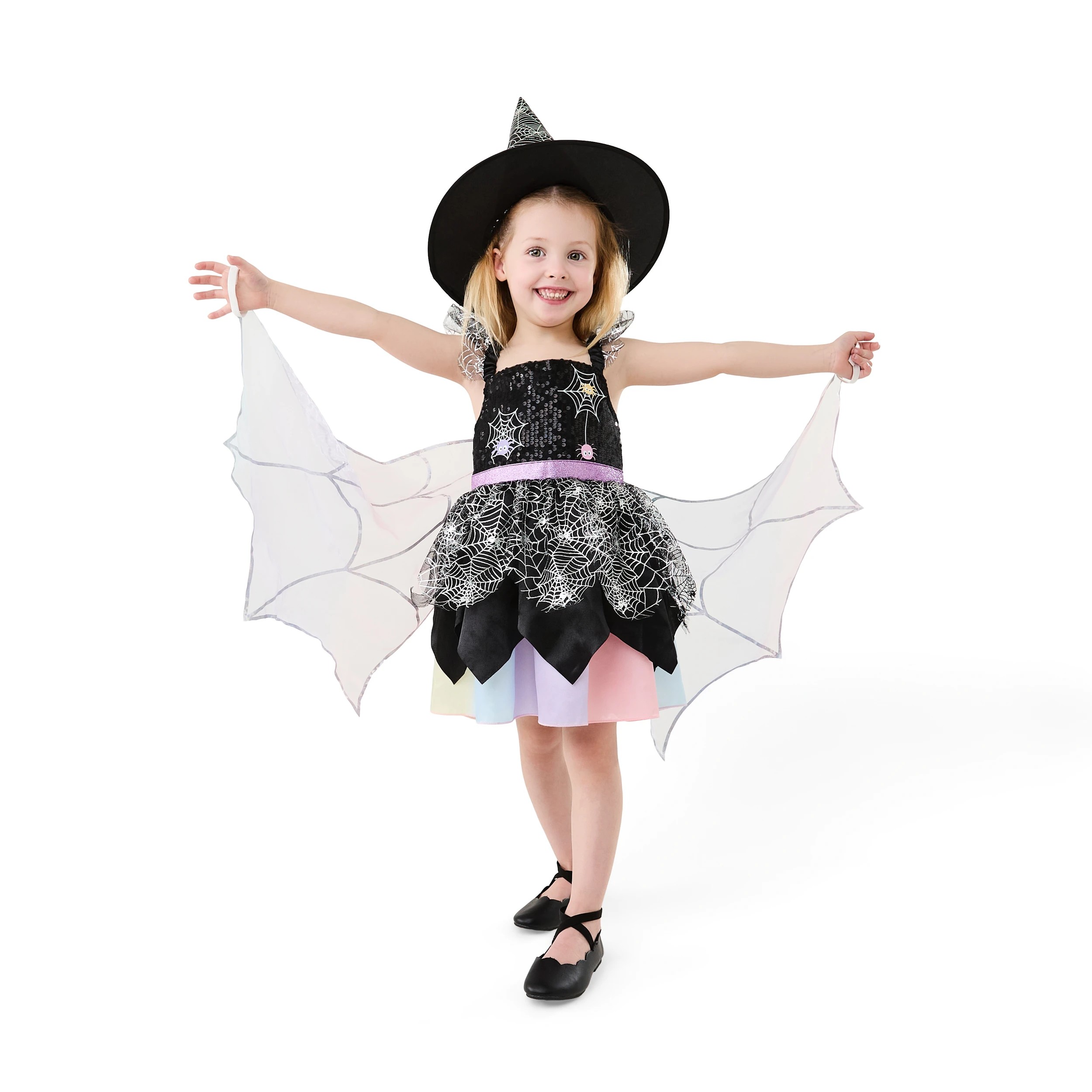 1 2 Piece Rainbow Spider Witch Costume - Ages 2-3, 1 of 10