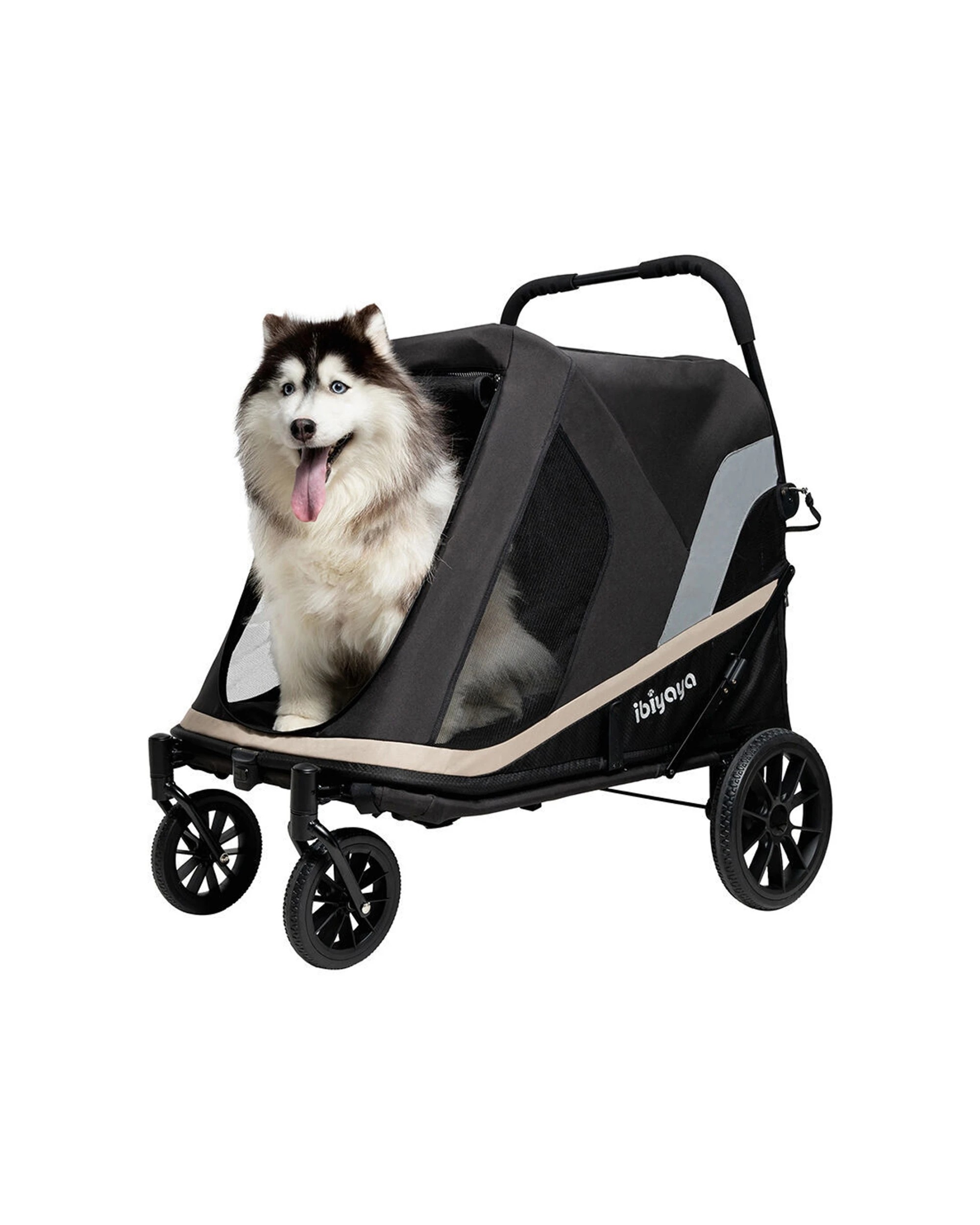 1 Ibiyaya Grand Cruiser Large Dog Stroller Pet Pram Up To 50kg Safety Brakes - Black, 1 of 8