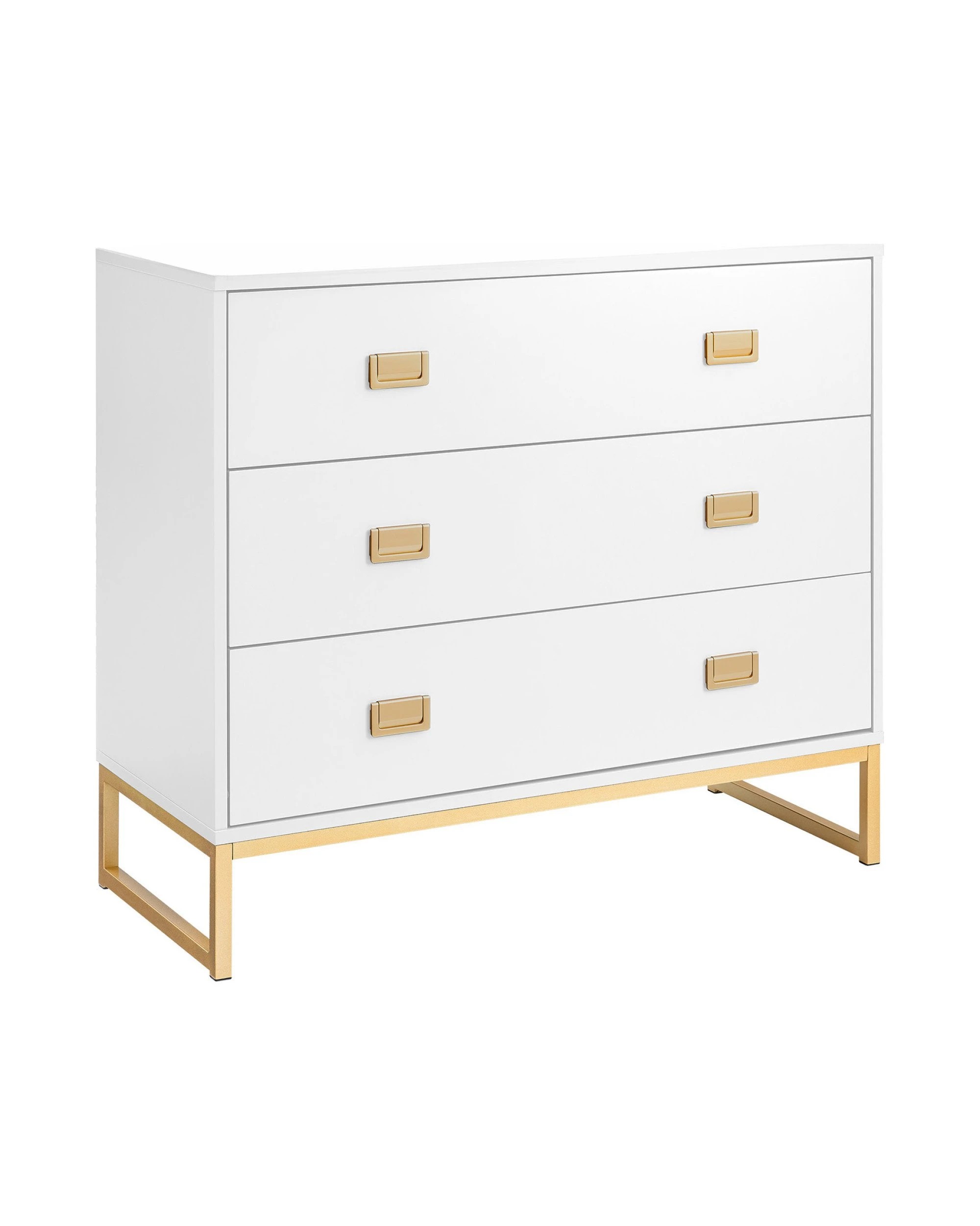 1 Sarantino Amara Chest Of Drawers Tallboy Dresser In White Gold, 1 of 8