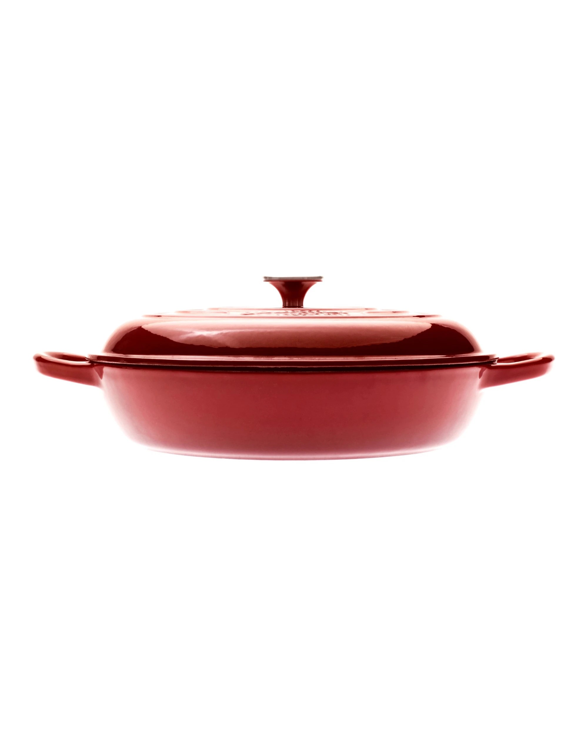 5 Gourmet Kitchen Enamelled Cast Iron Shallow Casserole 30cm - Black Cherry Red, 5 of 8