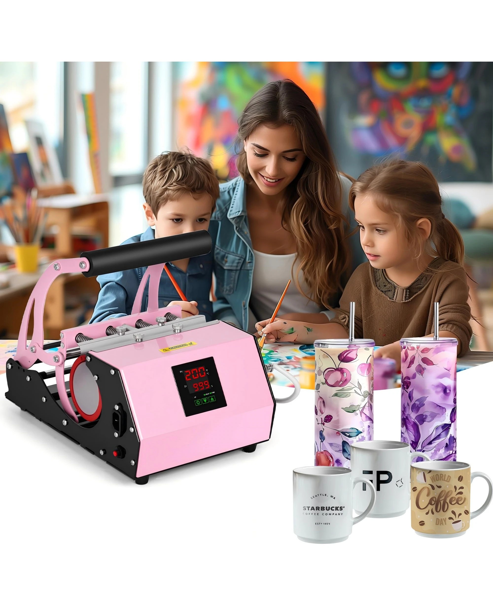 5 Advwin Heat Press for Mug 11-30 oz - Pink, 5 of 8