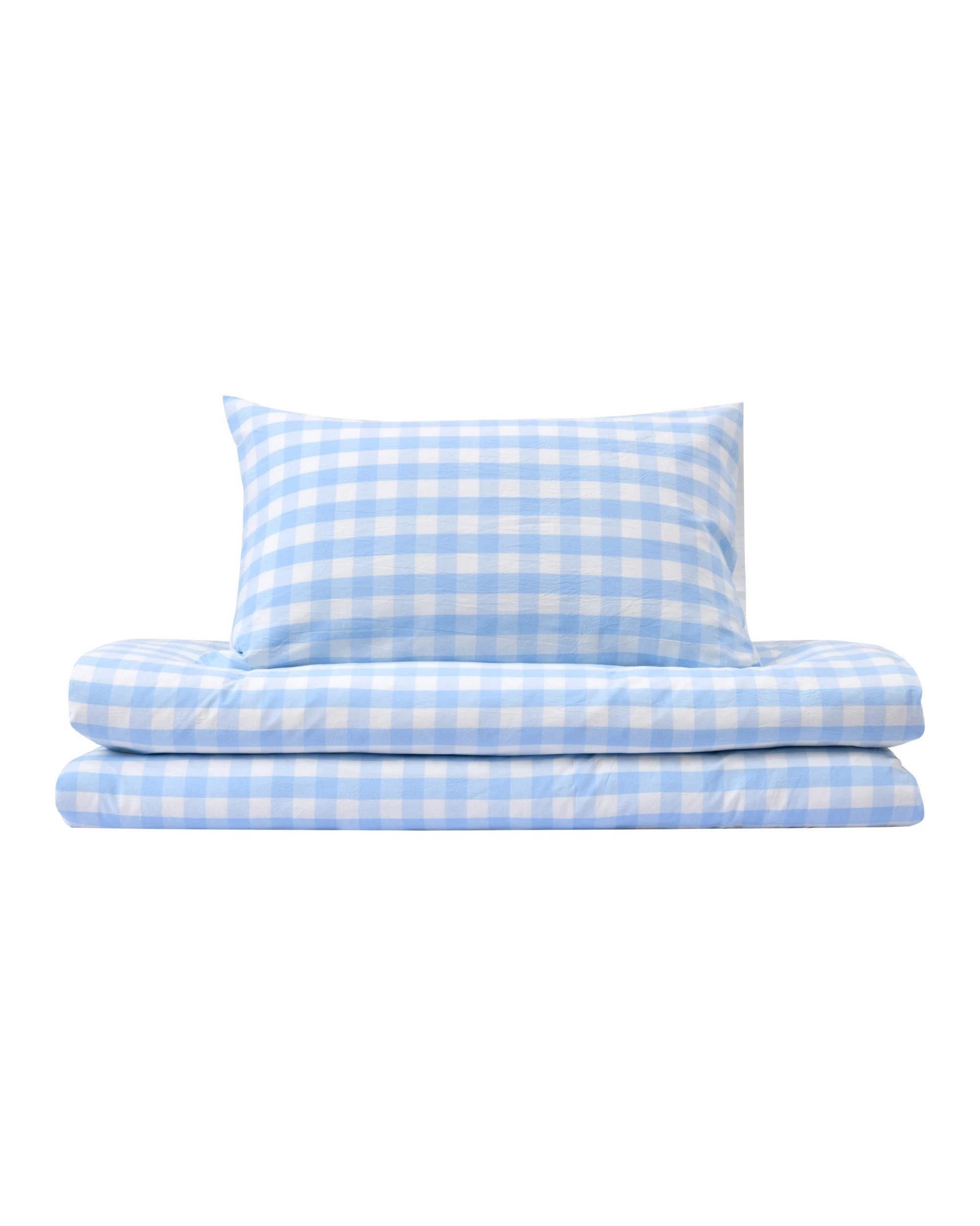 5 Dreamaker Lola Yarn Dyed Washed Cotton Gingham Quilt Cover Set - King Single Bed - Sky, 5 of 6