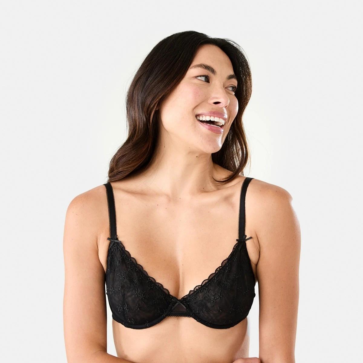 1 Co-ordinated Soft Cup Mesh Underwire Bra Bow Frl Bk, 1 of 8