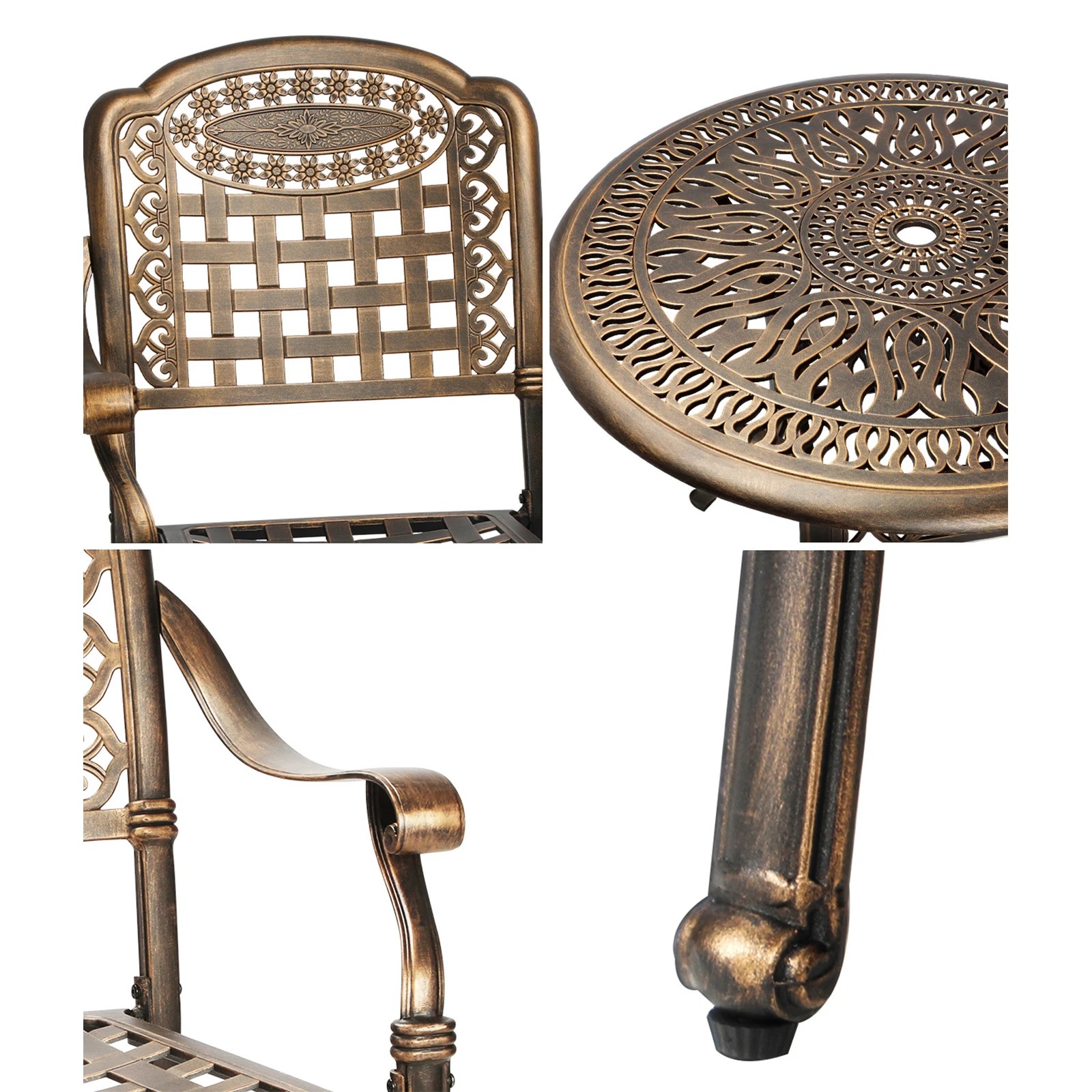 6 Livsip Outdoor Setting Dining Chairs Bistro Set Patio Garden Furniture 5 Piece
 - Bronze, 6 of 10