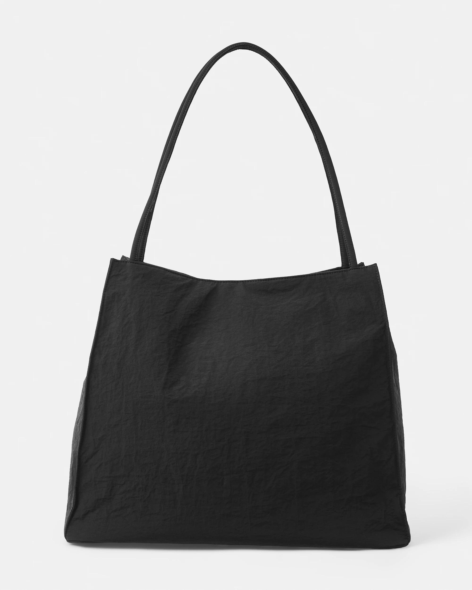1 Nylon Shopper Tote Bag Black, 1 of 7
