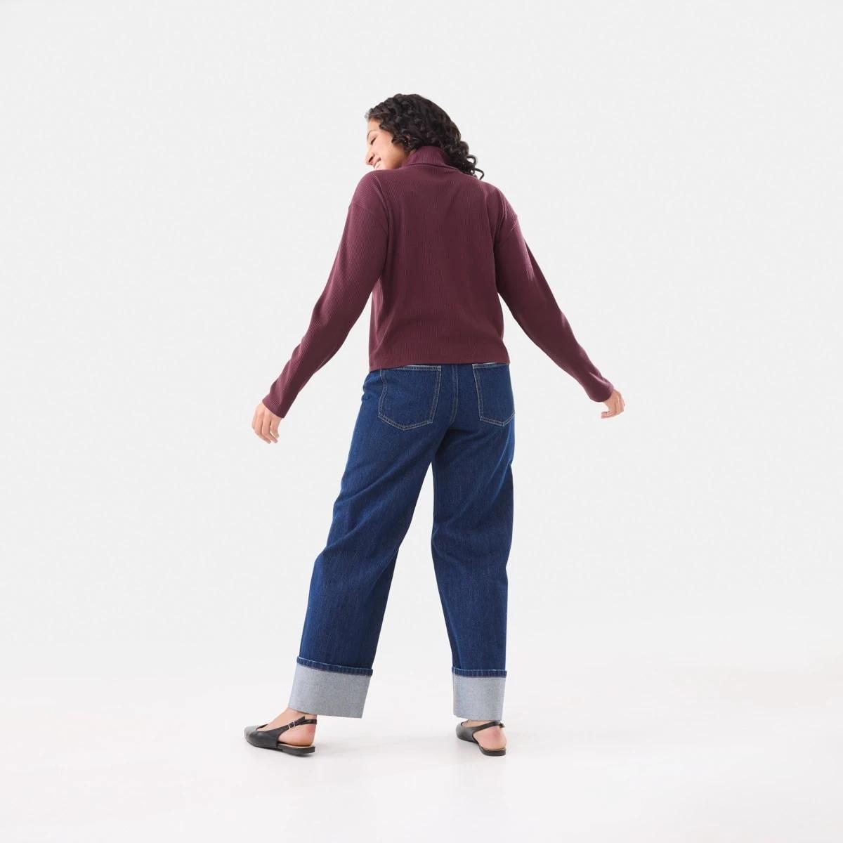 4 Long Sleeve Rib Turtleneck Top Mulberry, 4 of 7