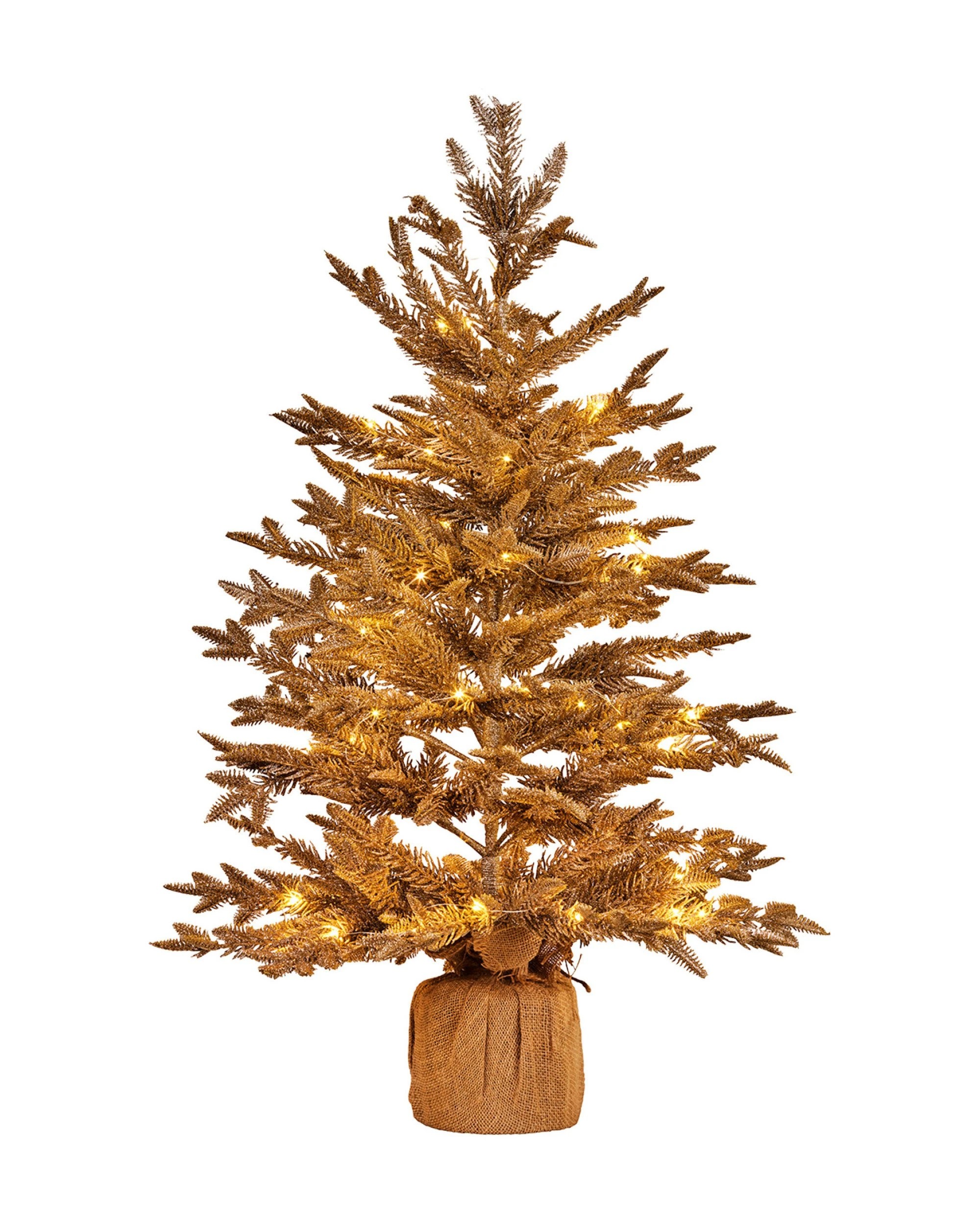 1 Christabelle 3ft Christmas Tree With Lights - Gold Fir In Hessian Base, 1 of 6