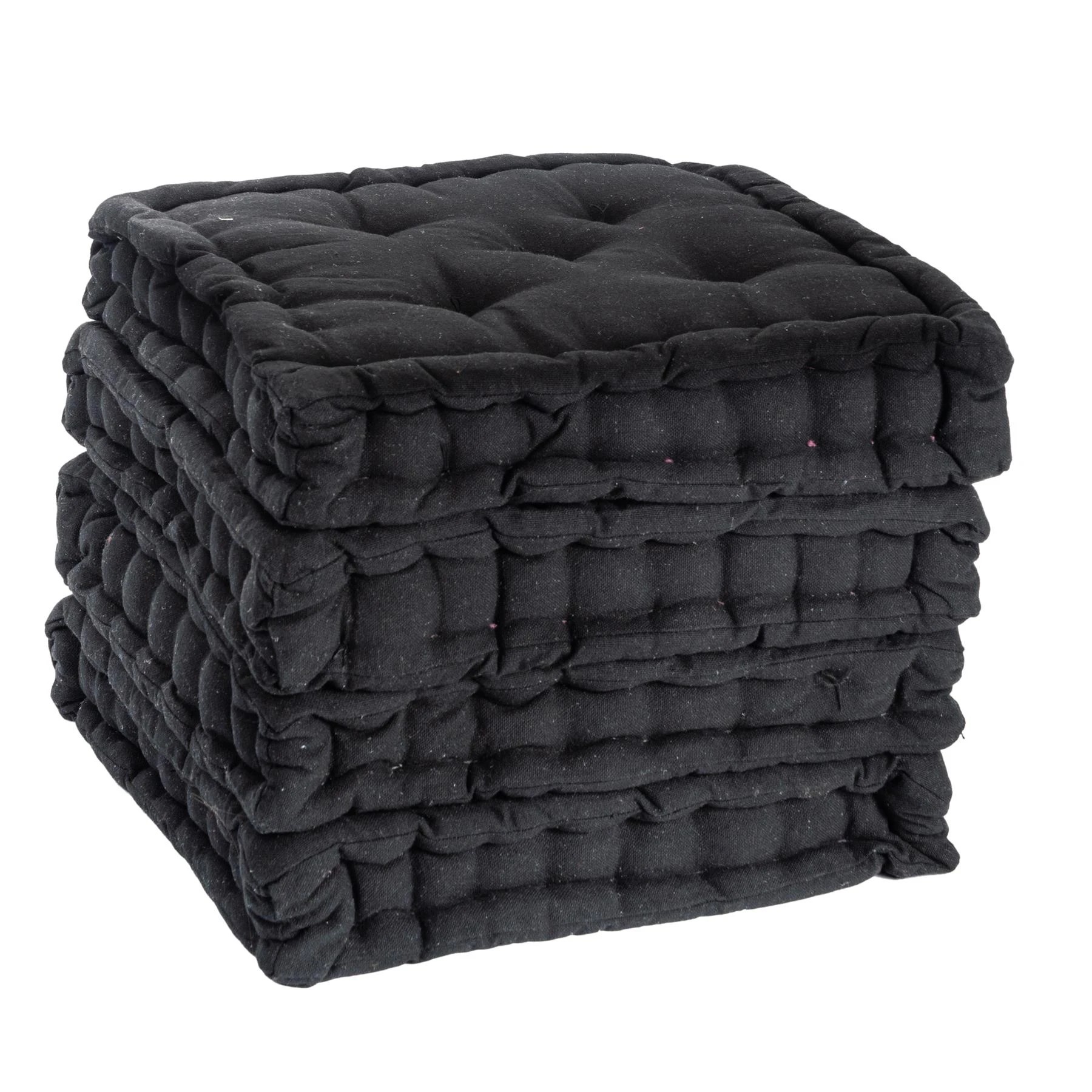 1 Nicola Spring Garden Chair Seat Cushions - 40cm x 40cm - Pack of 4 - Black, 1 of 7