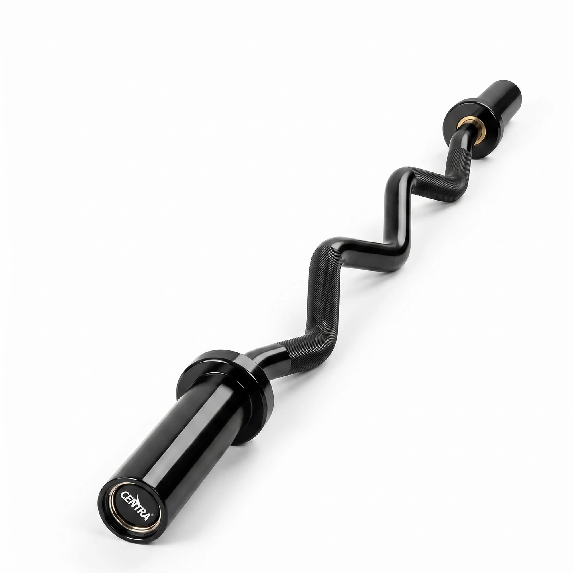 1 Centra Olympic Barbell Ez Curl Bar W Bar 810lbs Alloy Steel Black, 1 of 8