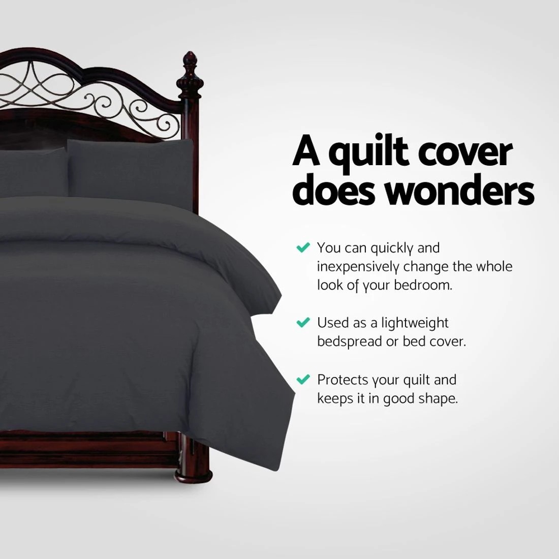 4 Giselle Bedding Quilt Cover Set Classic  Super King - Super King Bed - Black, 4 of 8