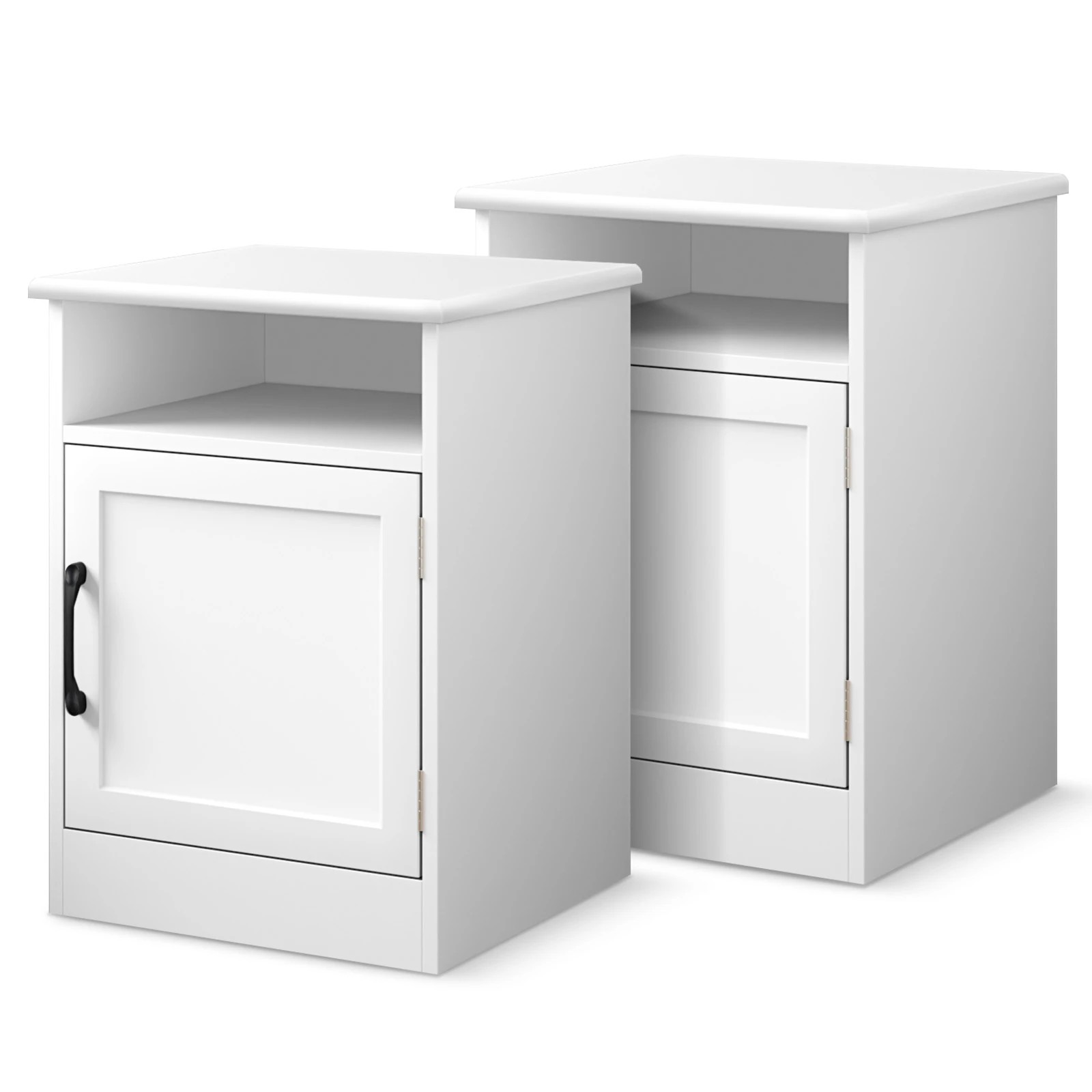 1 Alfordson 2x Bedside Table Storage Cabinet Nightstand - White, 1 of 10