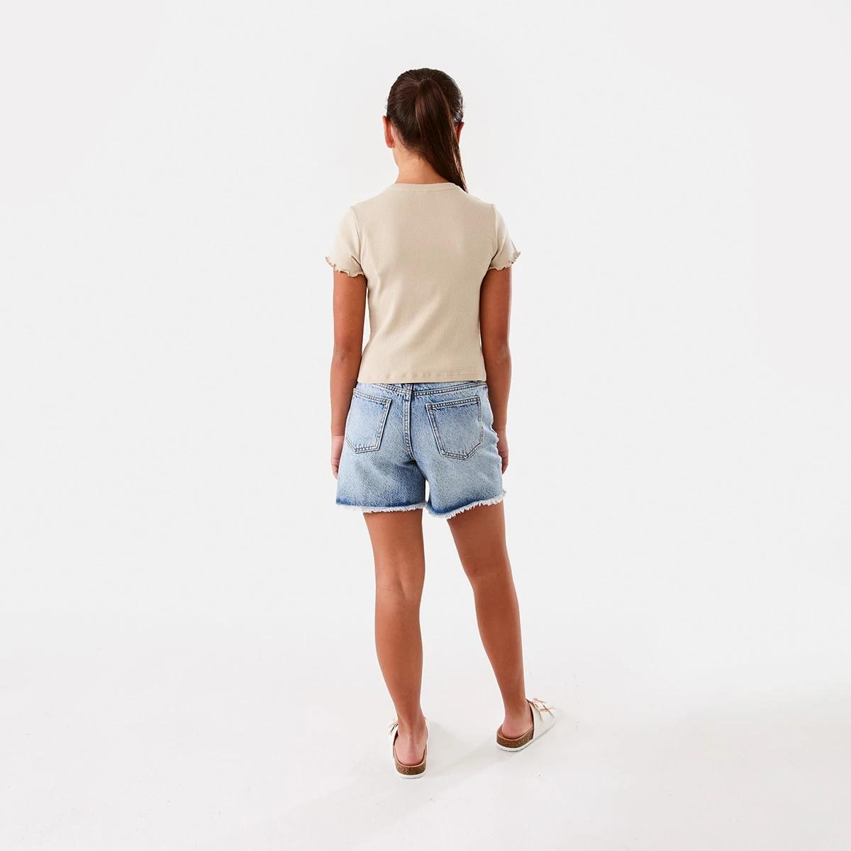 7 Short Sleeve Rib Top Bone Beige, 7 of 9