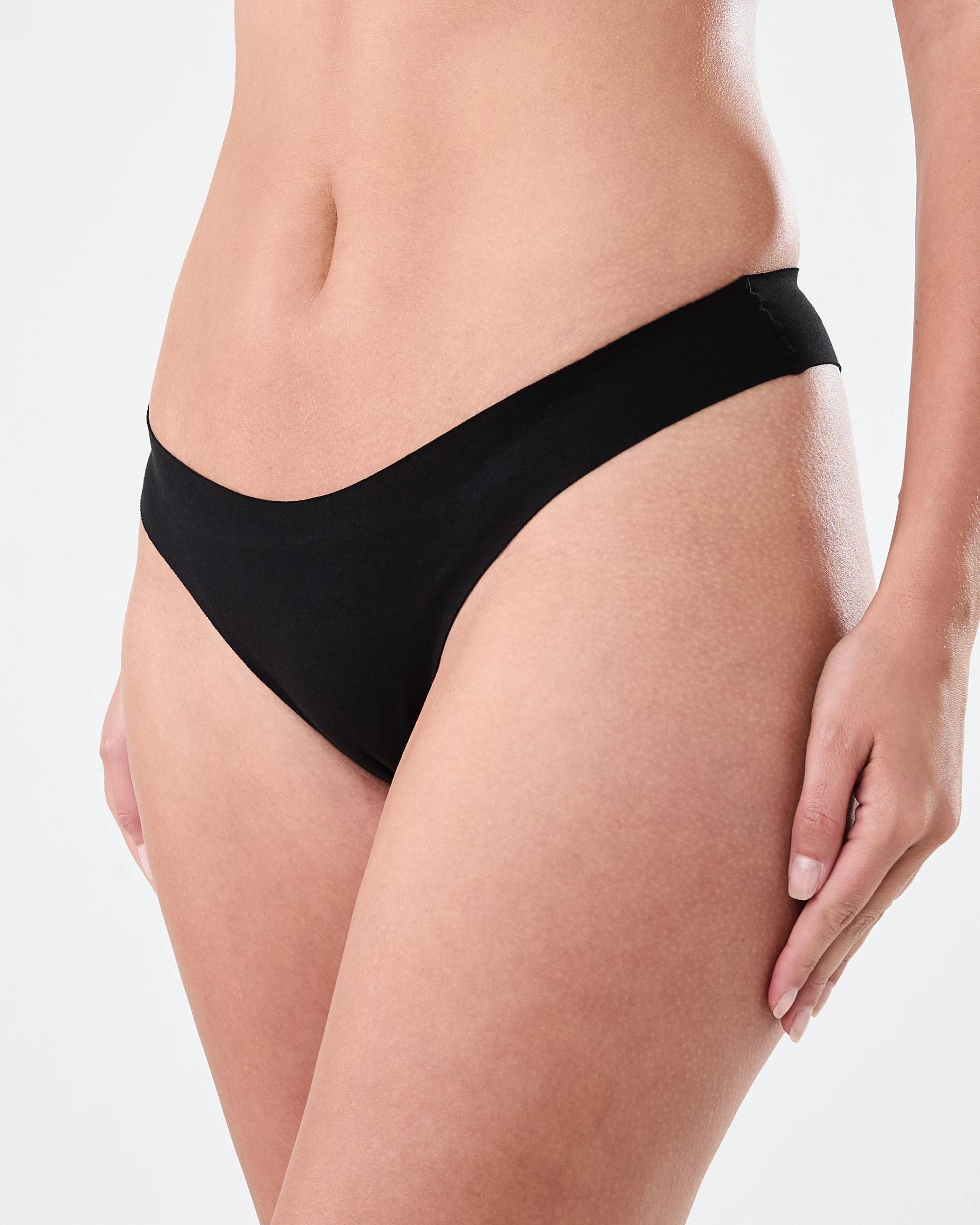 1 3 Pack Cotton Free Cut Cheeky Bikini Briefs Black, 1 of 3