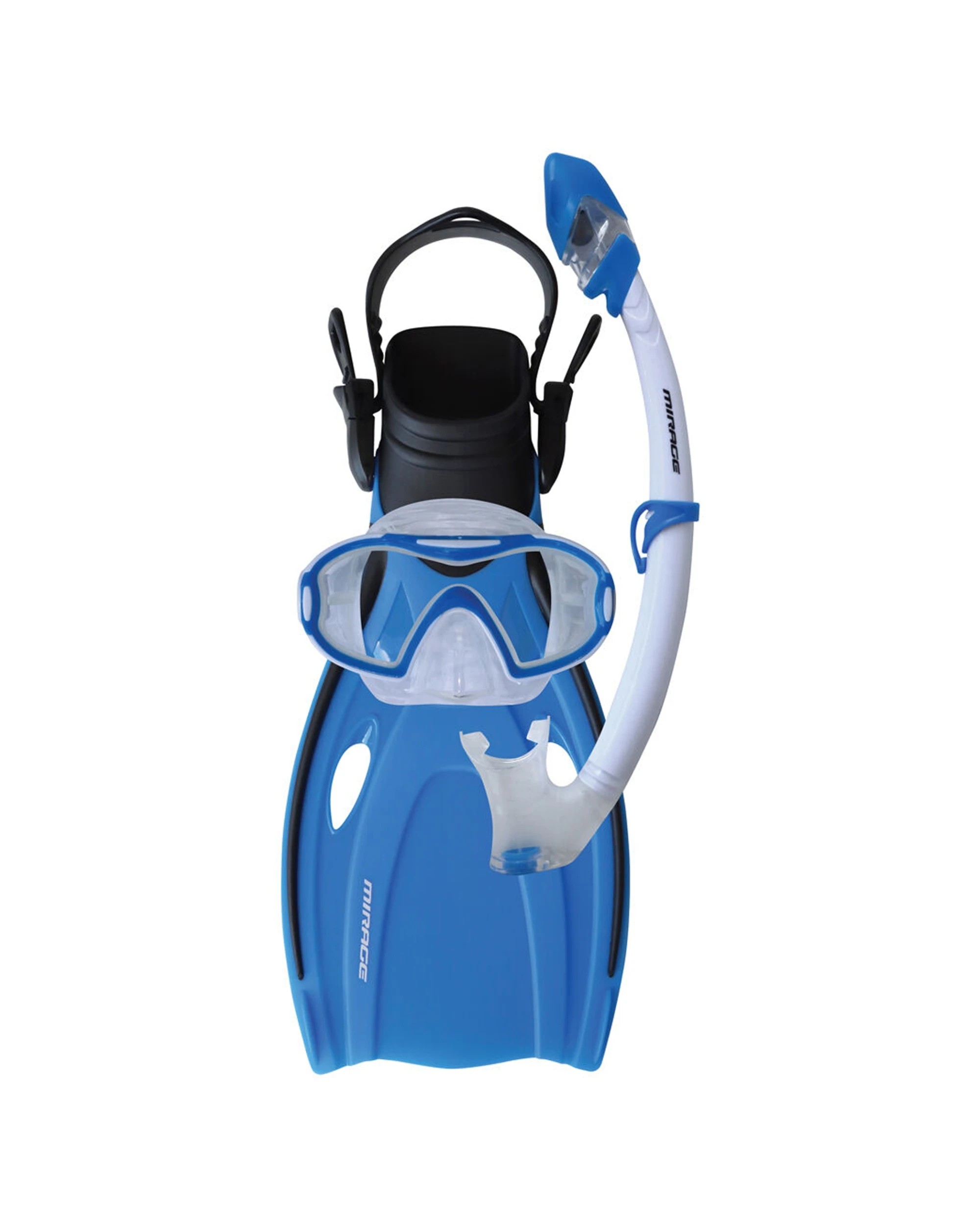 1 Mirage Horizon Dry Silicone Junior Snorkelling Mask Snorkel Fins Set Large - Blue, 1 of 1