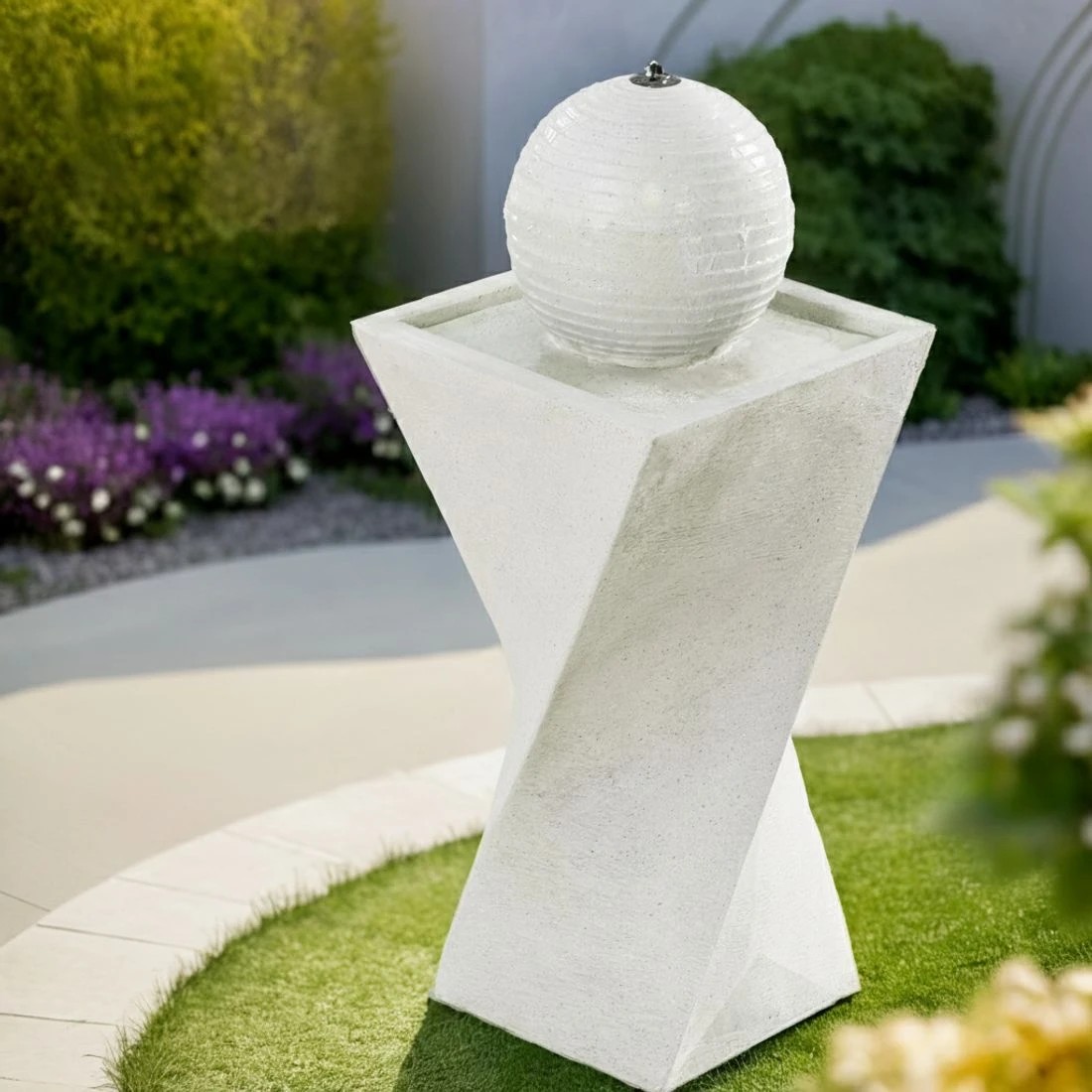 4 Gardeon Solar Fountain Water Feature Bird Bath Outdoor Garden LED Lights Ball 85CM - White, 4 of 6