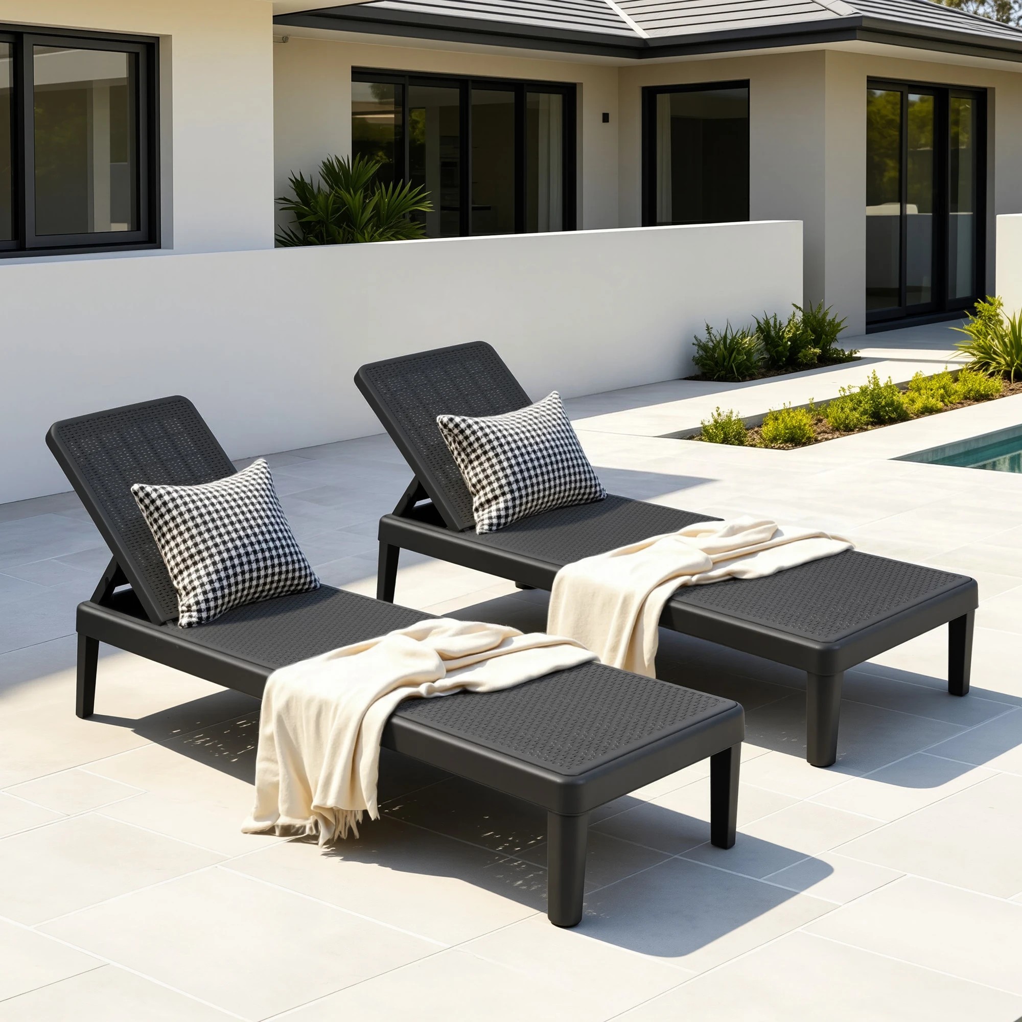 5 Gardeon Sun Lounge Adjustable Lounger Patio Outdoor Furniture Lightweight - Black, 5 of 7