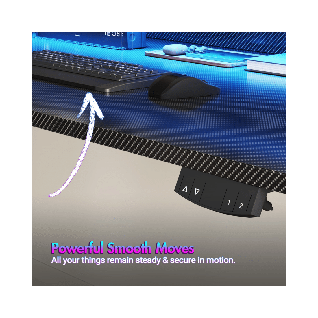 6 Advwin Led Rgb Light Electric Standing Desk With Power Outlets & Monitor Stand 120cm
 - Black, 6 of 9