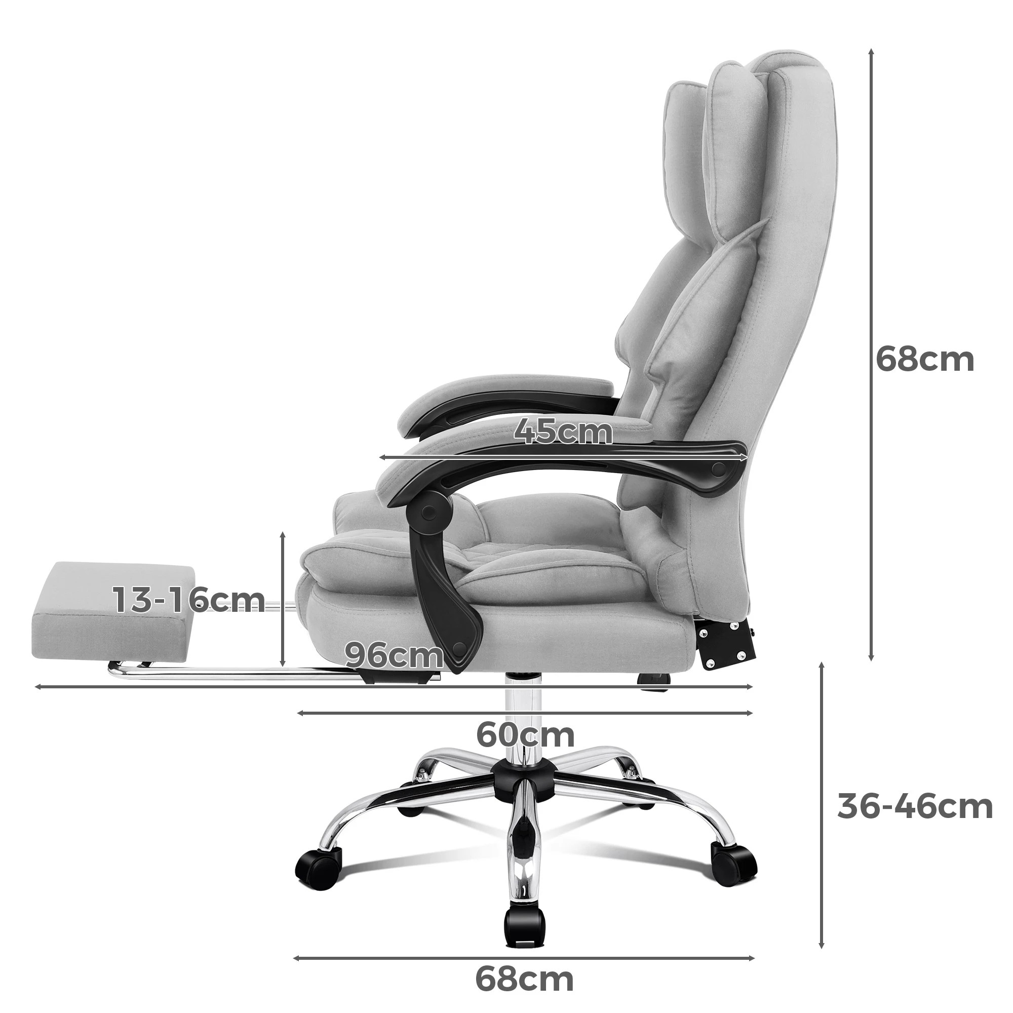 3 Alfordson Massage Office Chair Heated Fabric Seat Executive Racing Computer - Grey, 3 of 10